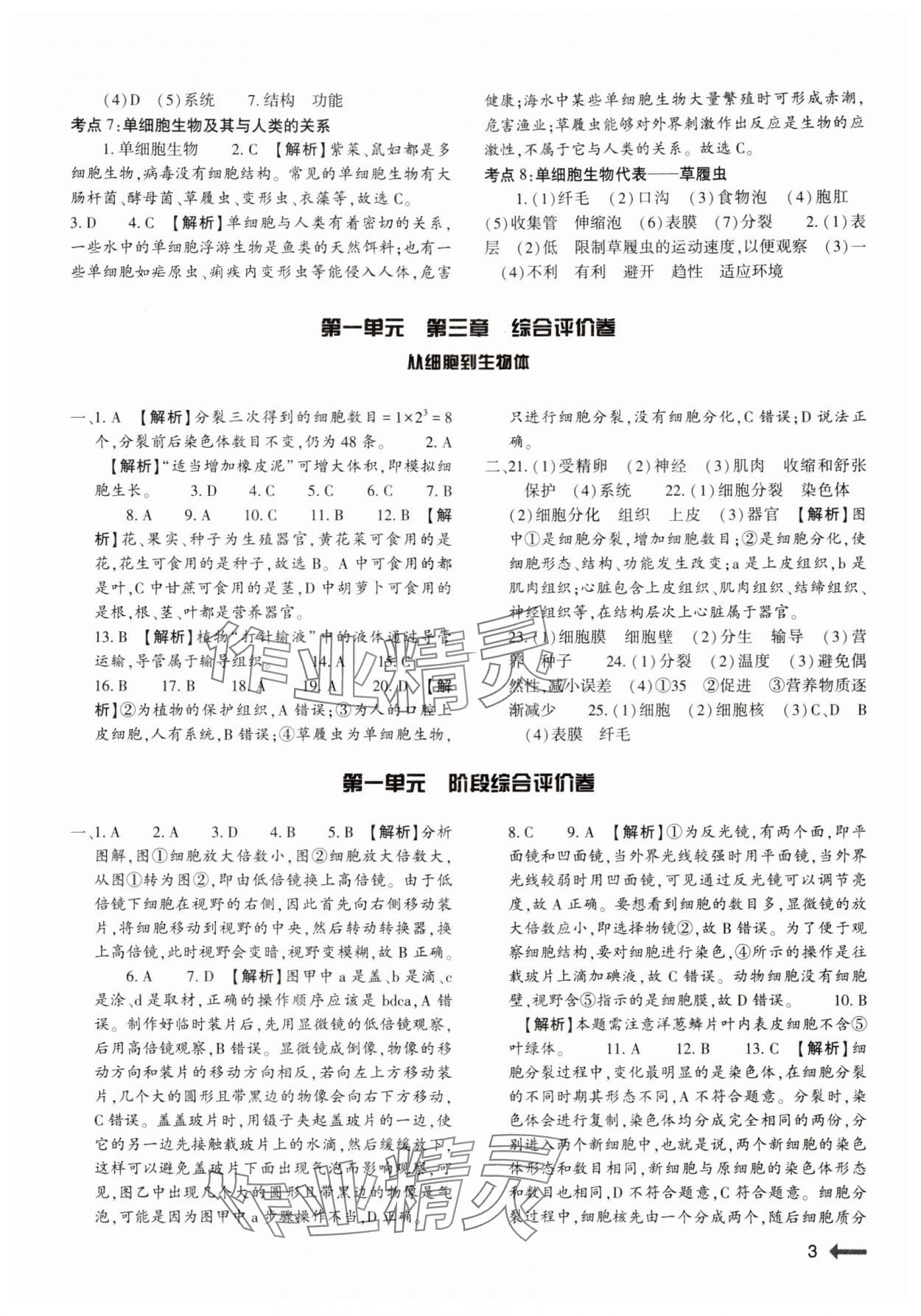 2024年節(jié)節(jié)高大象出版社七年級生物上冊人教版 第3頁