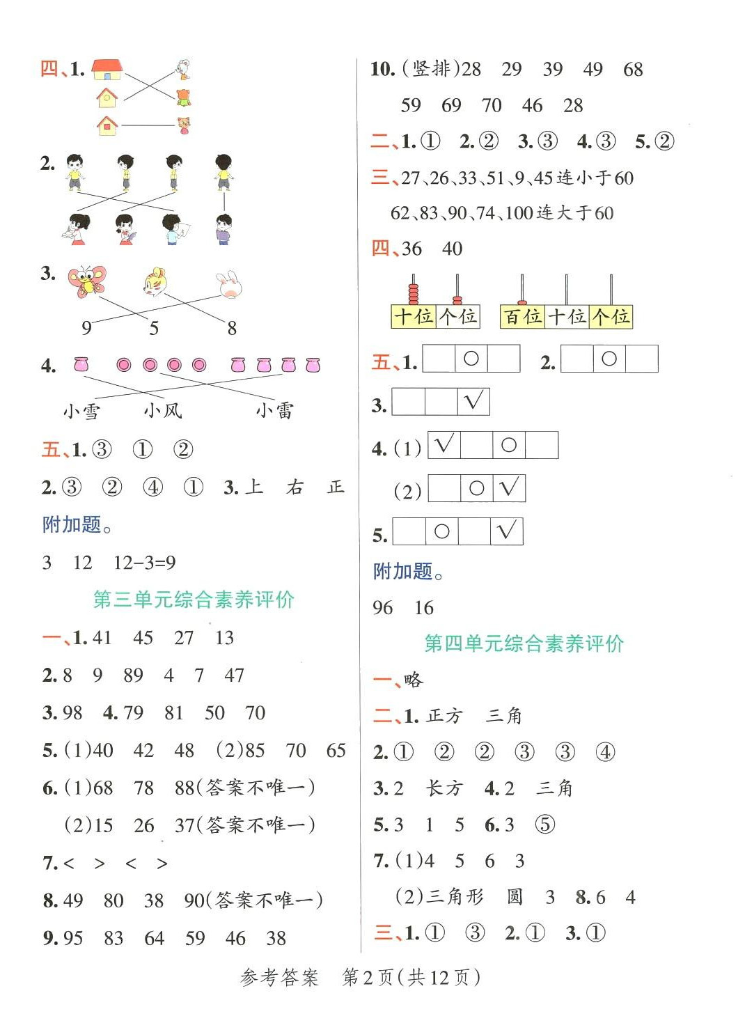 2024年小學學霸單元期末標準卷一年級數學下冊北師大版 第2頁
