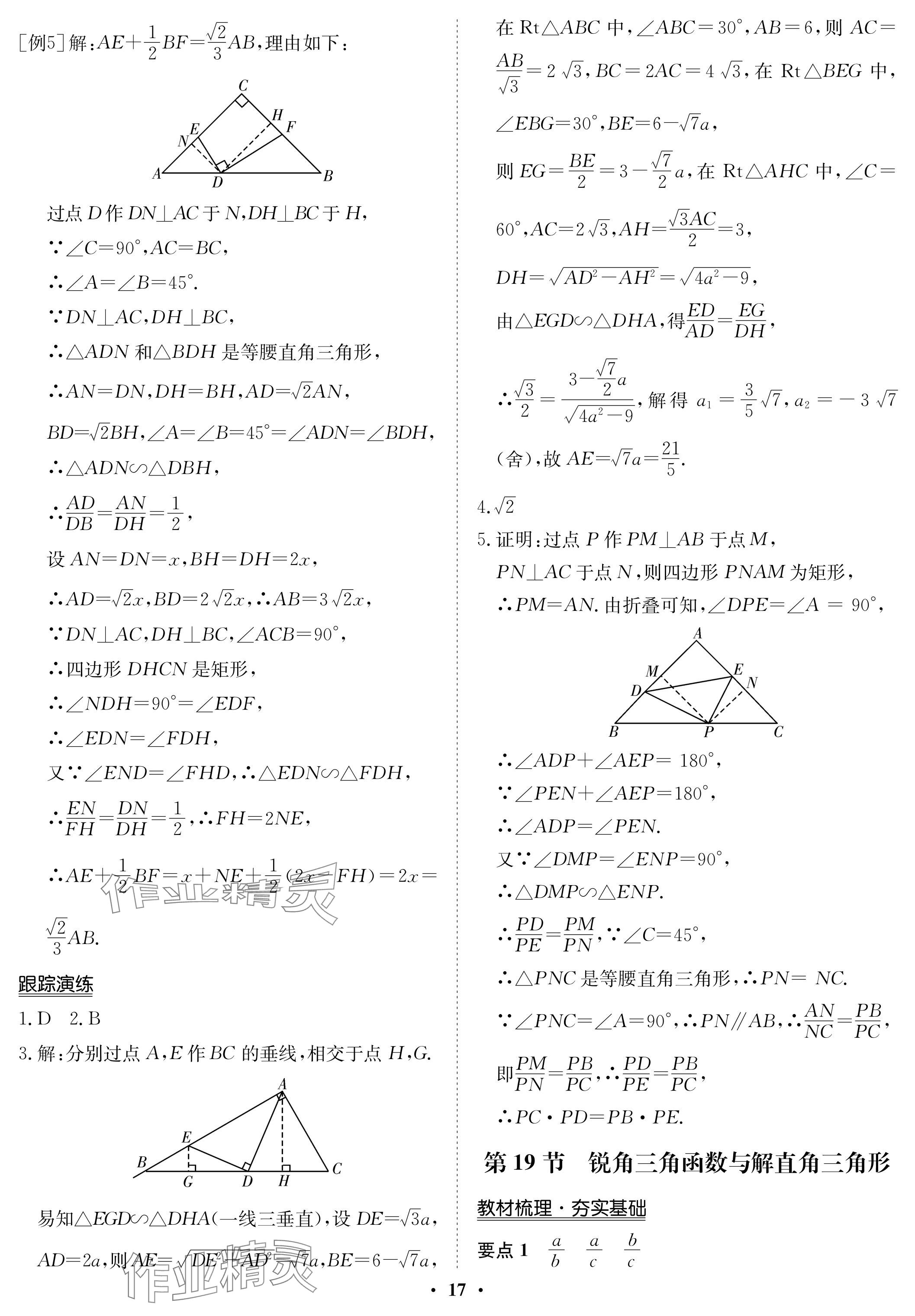 2024年中考復習指南長江少年兒童出版社數(shù)學 參考答案第17頁