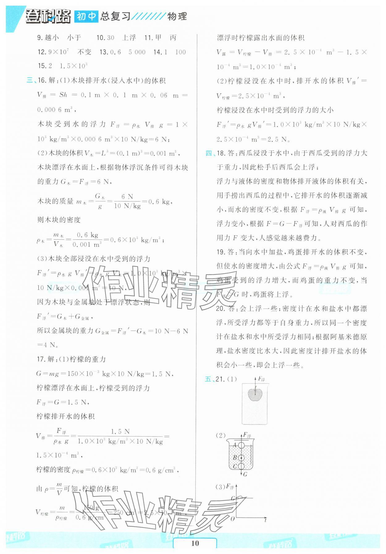 2025年勝券在握初中總復習物理人教版 參考答案第9頁