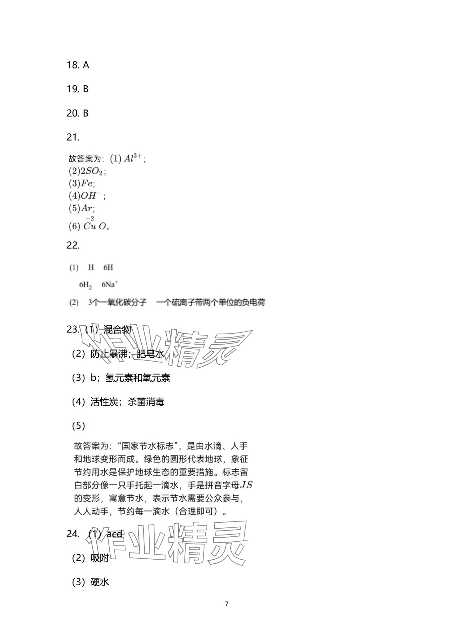 2024年同步練習(xí)冊(cè)分層檢測(cè)卷九年級(jí)化學(xué)全一冊(cè) 第7頁(yè)