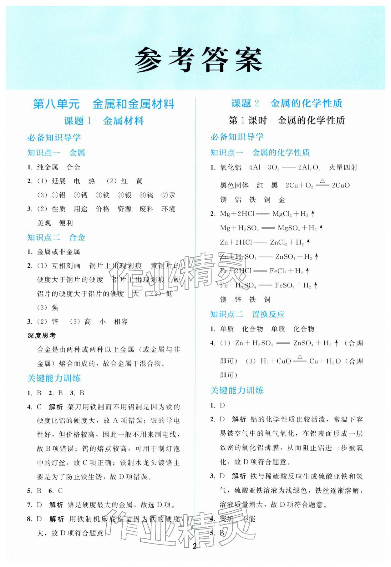 2026年同步轻松练习九年级化学下册人教版&nbsp;第2页