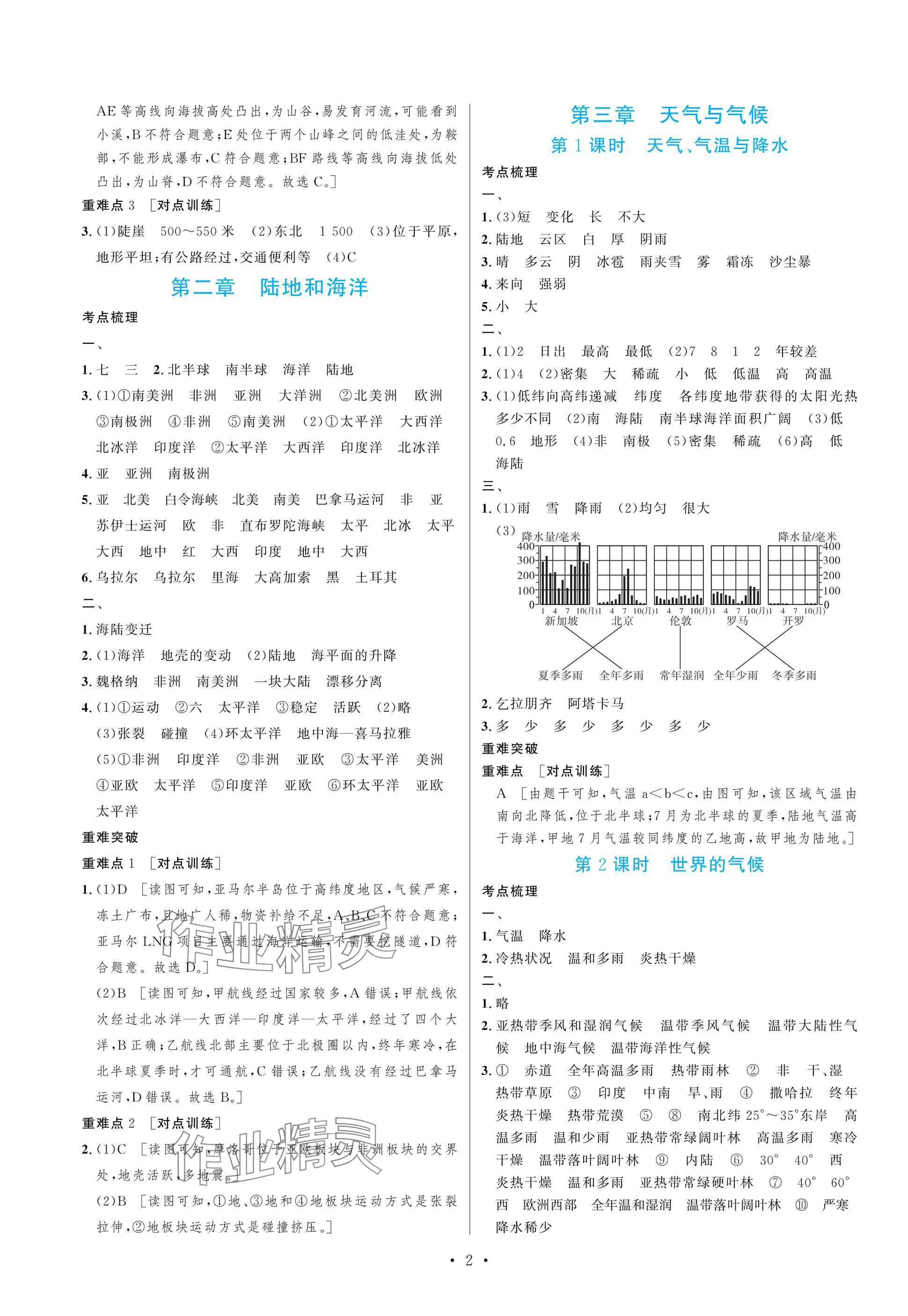 2025年新优化设计初中总复习地理 参考答案第2页