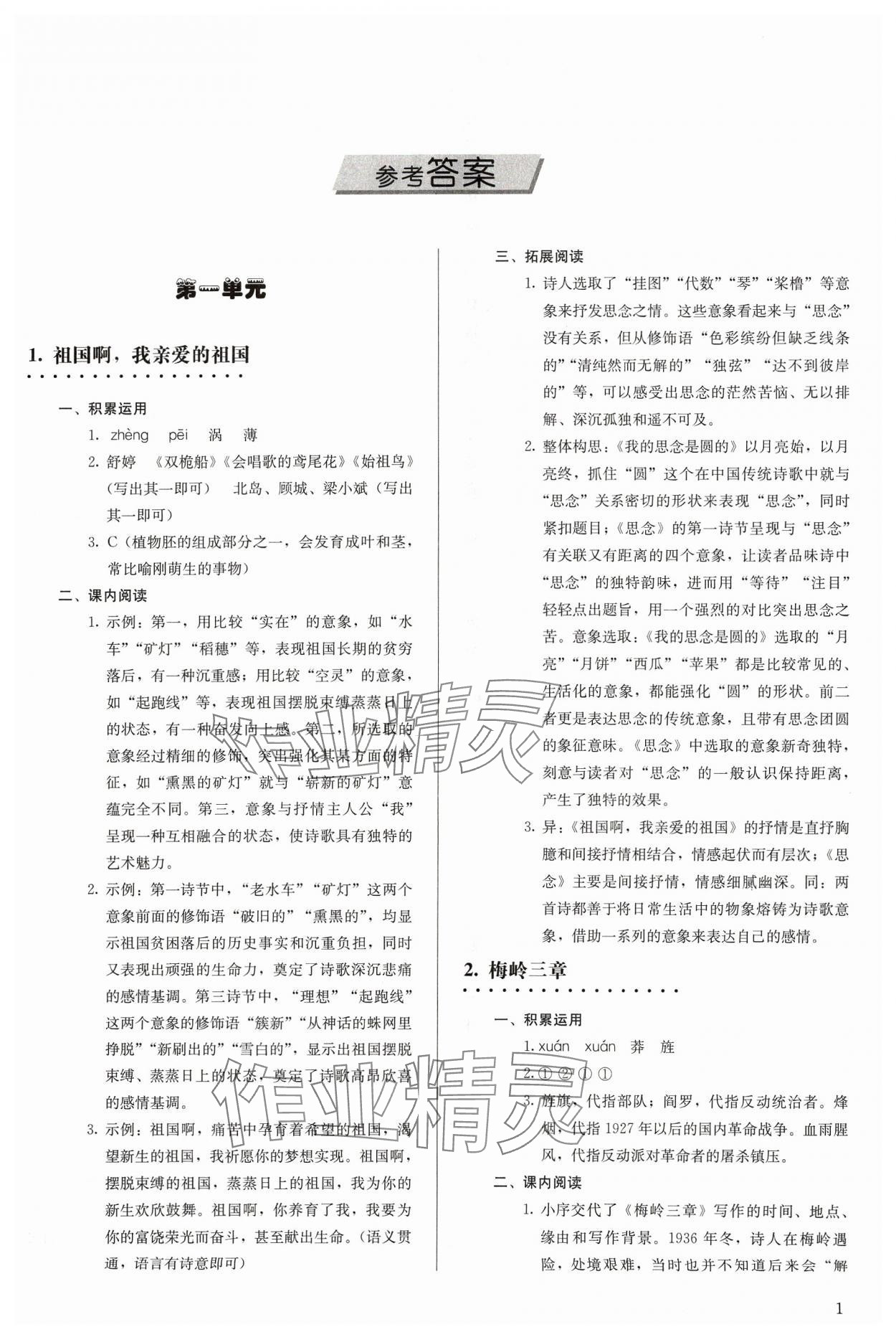 2024年補(bǔ)充習(xí)題九年級語文下冊人教版人民教育出版社 第1頁