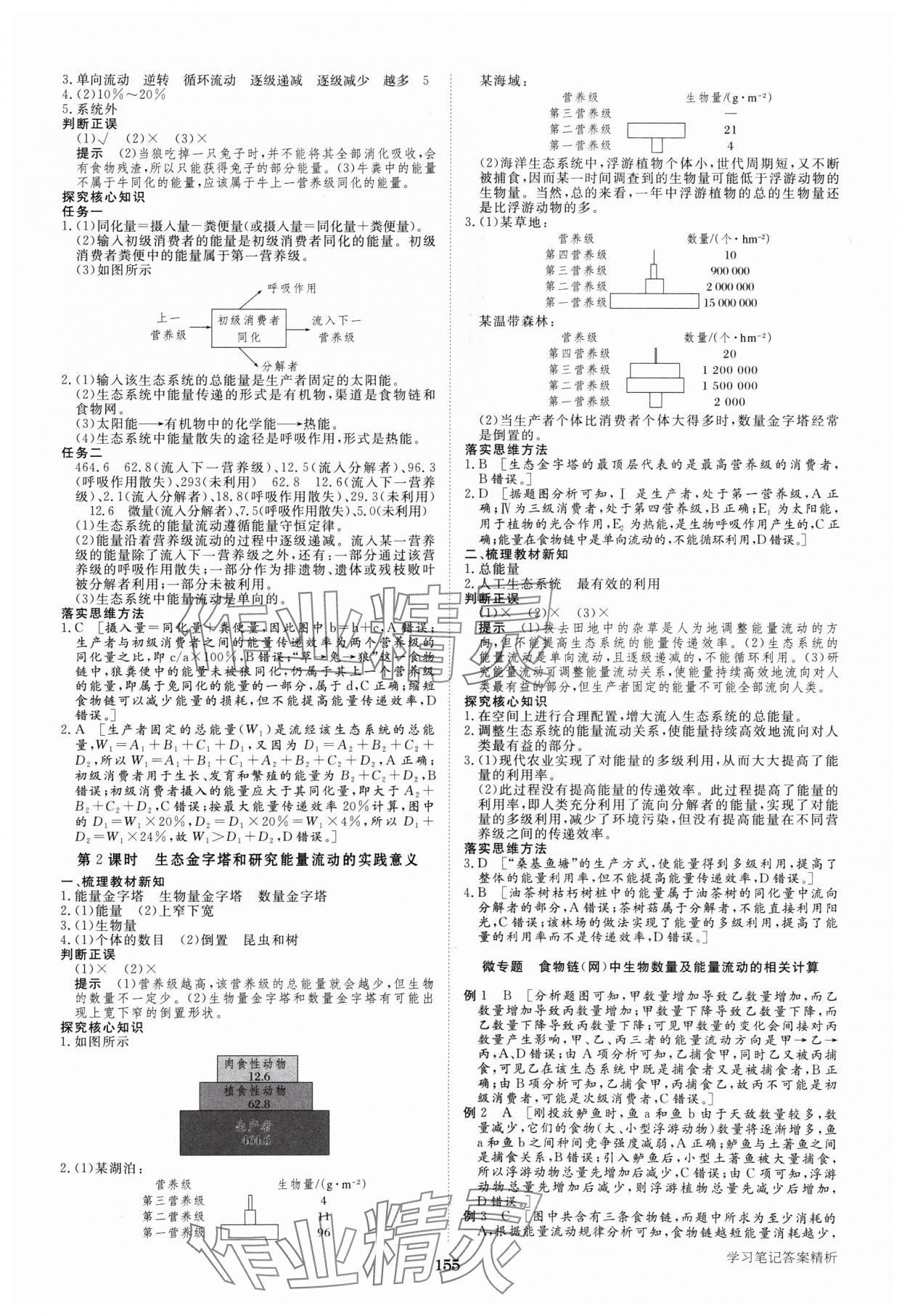 2025年步步高學(xué)習(xí)筆記高中生物選擇性必修2人教版 參考答案第6頁