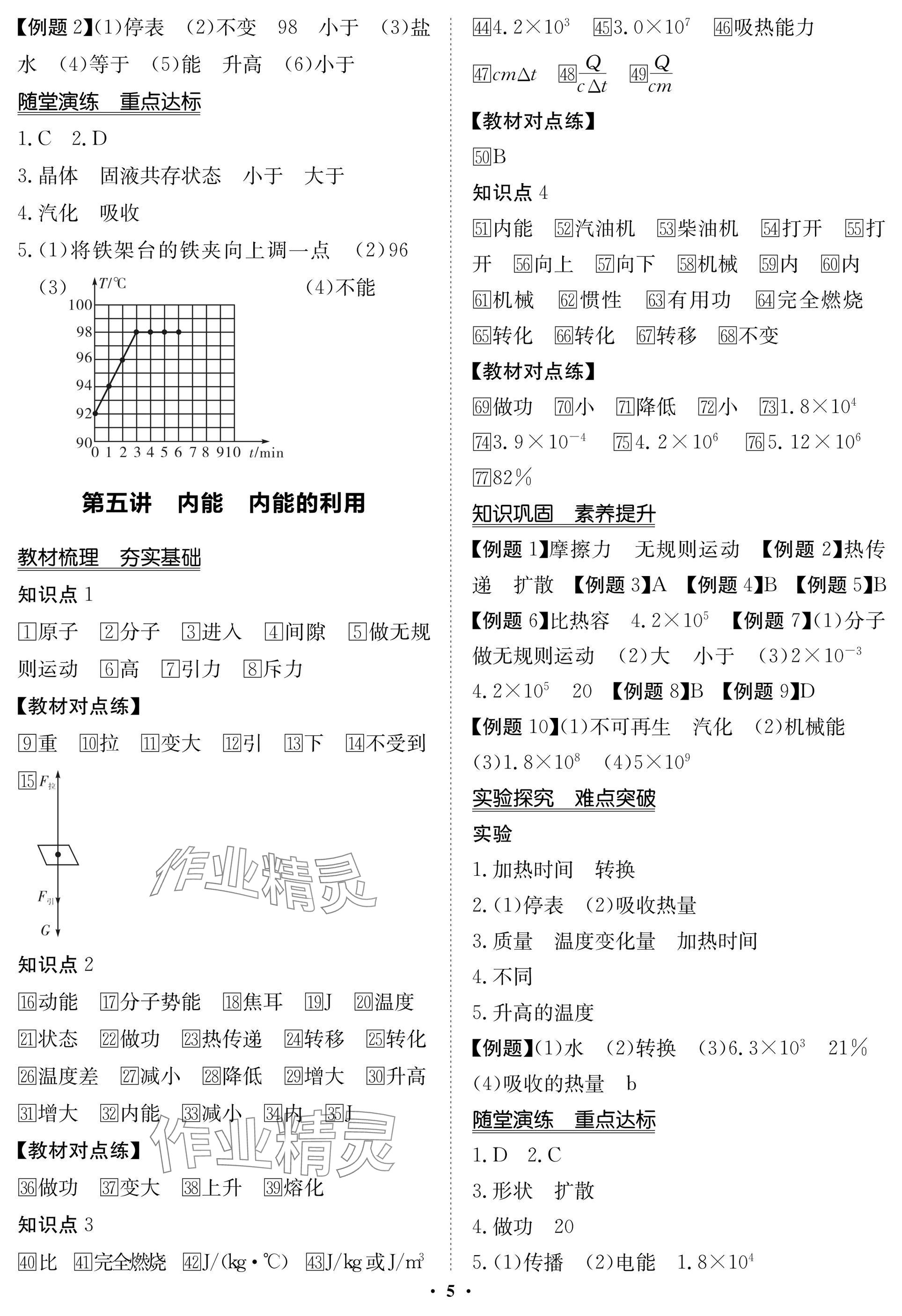 2025年湖北专版指点中考物理 参考答案第5页