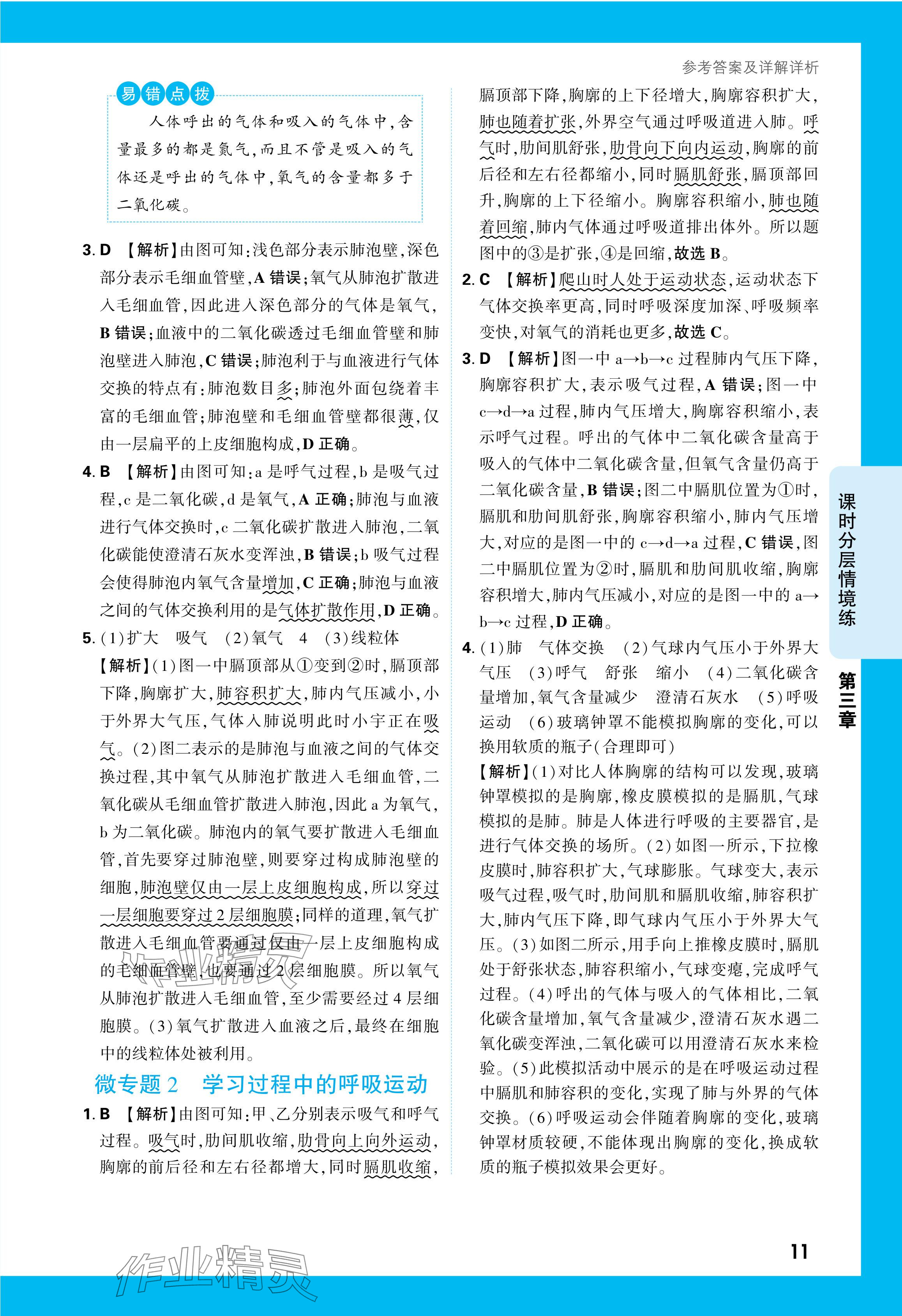 2024年萬唯中考情境題七年級生物下冊人教版 參考答案第11頁