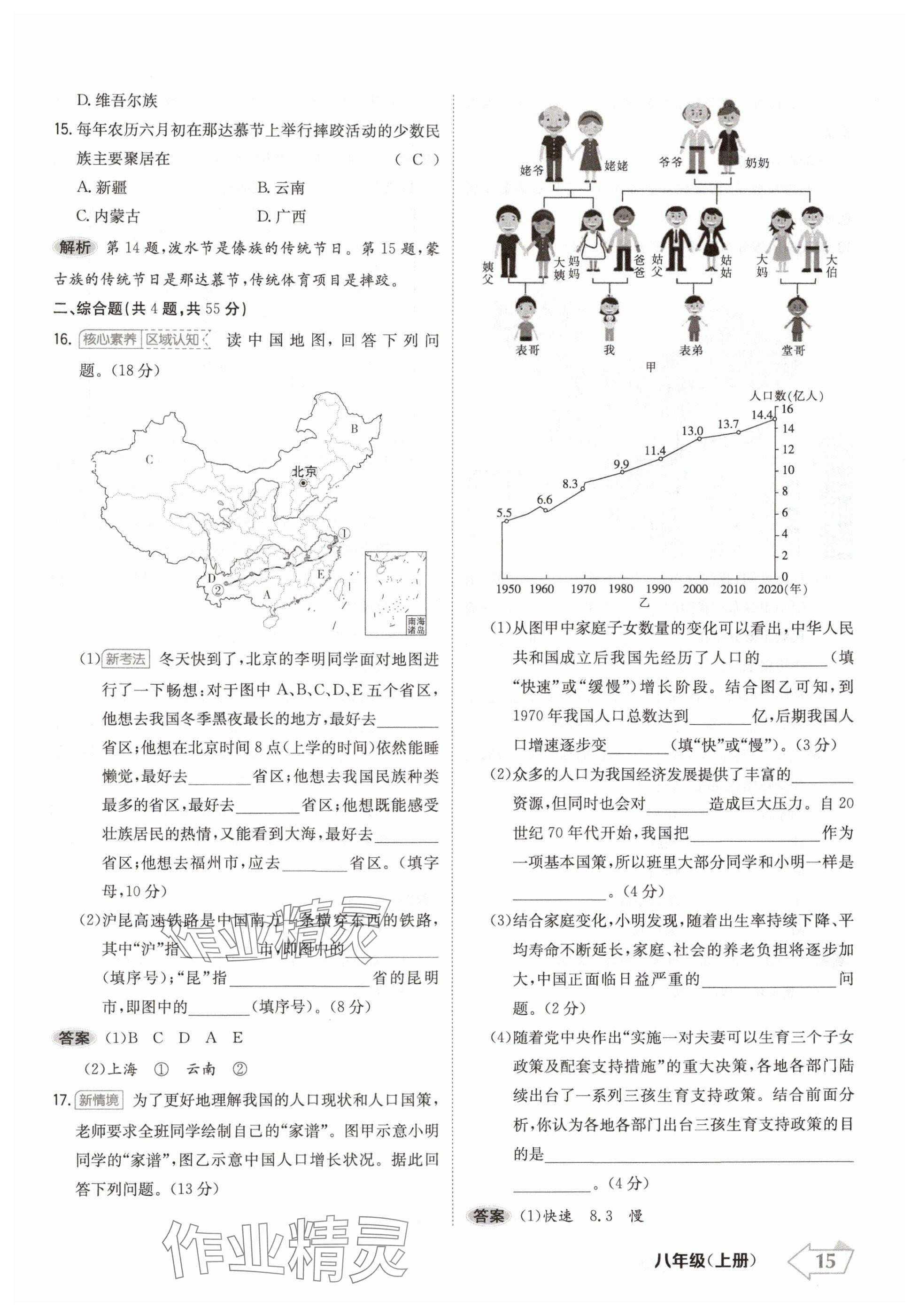 2024年金牌學(xué)練測(cè)八年級(jí)地理上冊(cè)人教版 參考答案第15頁(yè)