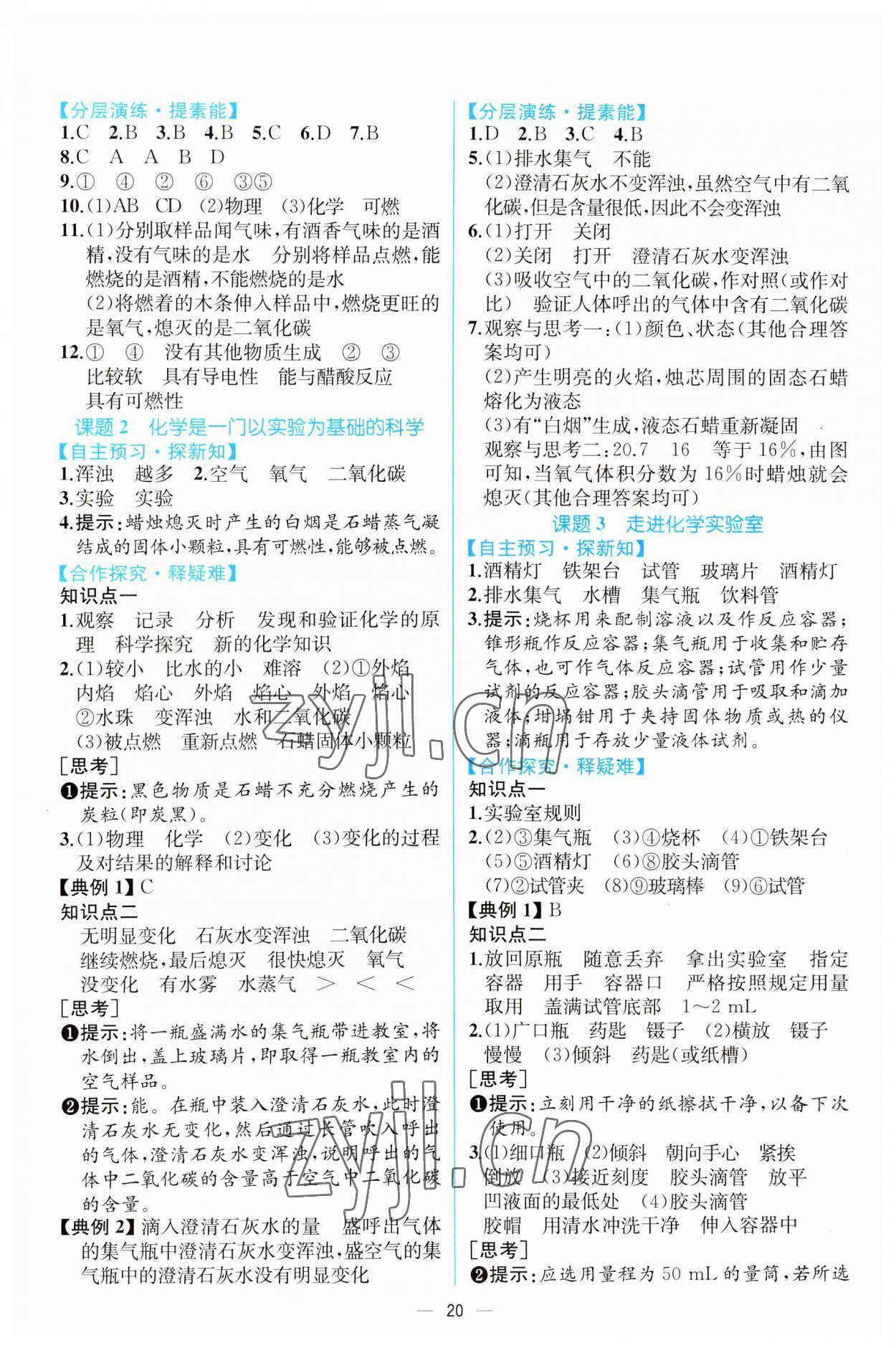 2023年人教金学典同步解析与测评九年级化学上册人教版云南专版 第2页