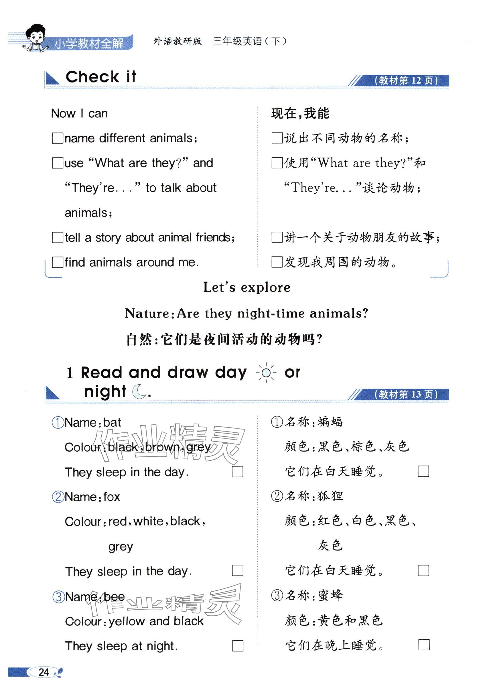 2025年教材課本三年級英語下冊外研版&nbsp;參考答案第24頁