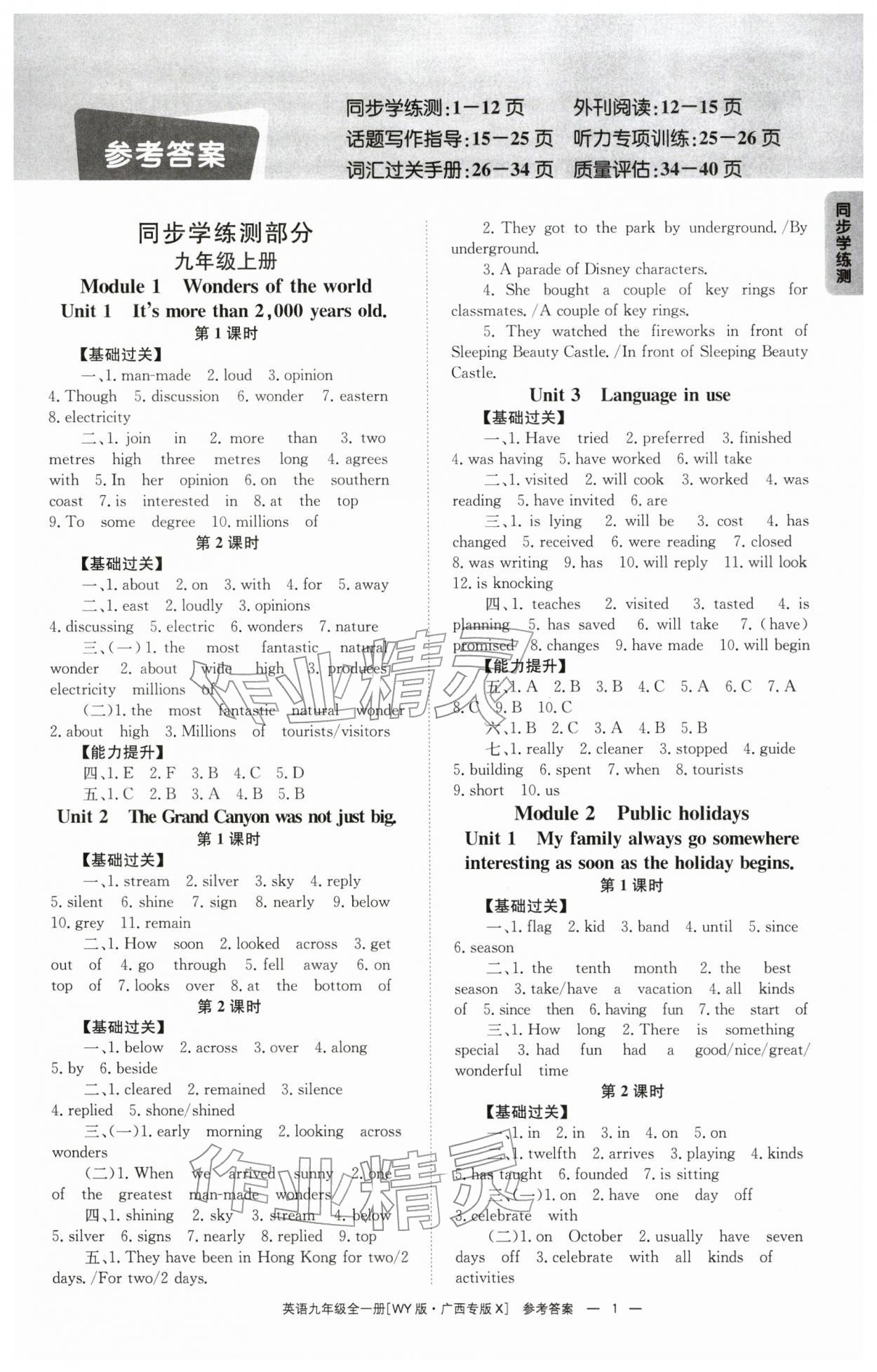 2025年全效学习同步学练测九年级英语全一册外研版广西专版 第1页