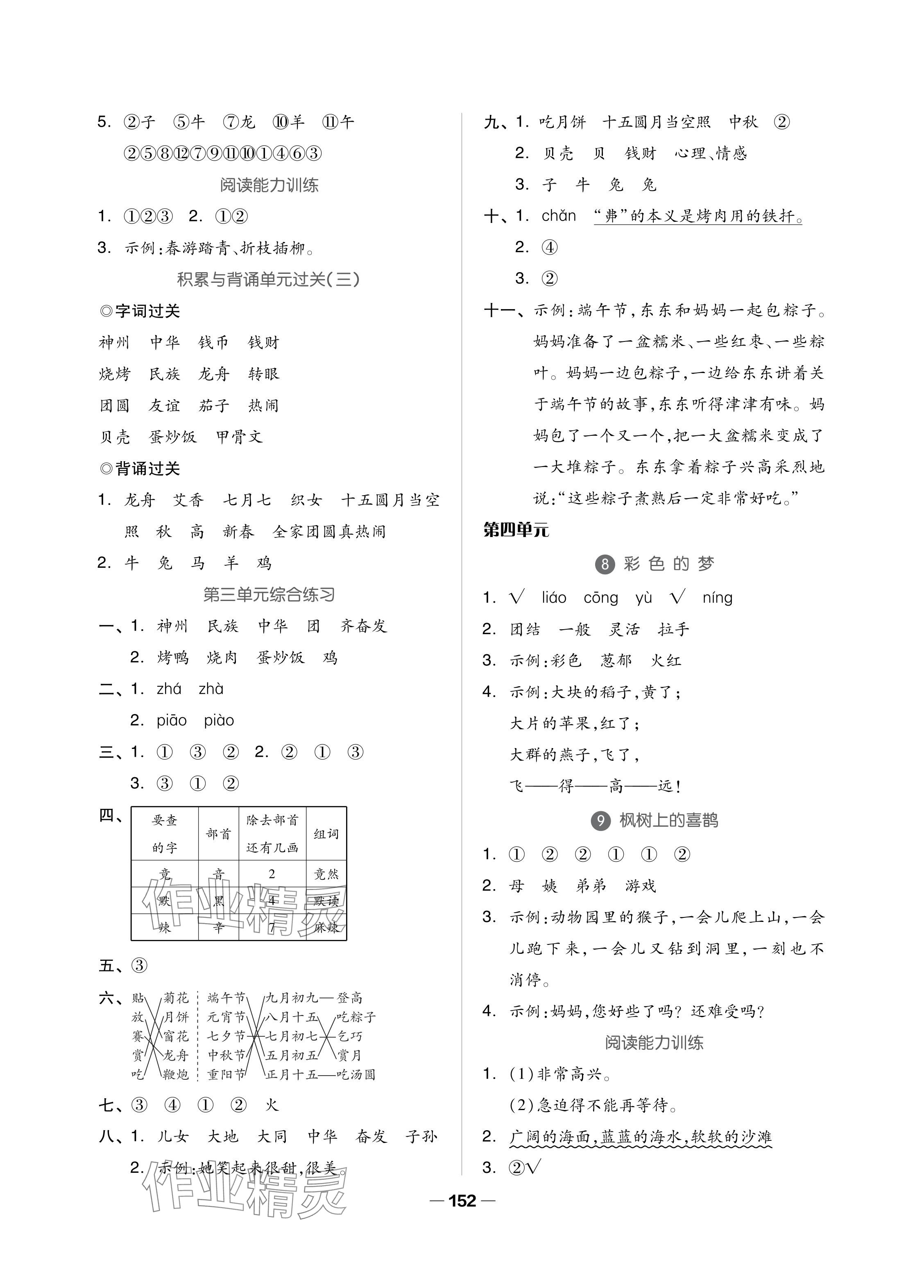 2024年新思維伴你學(xué)單元達(dá)標(biāo)測試卷二年級(jí)語文下冊(cè)人教版 參考答案第4頁