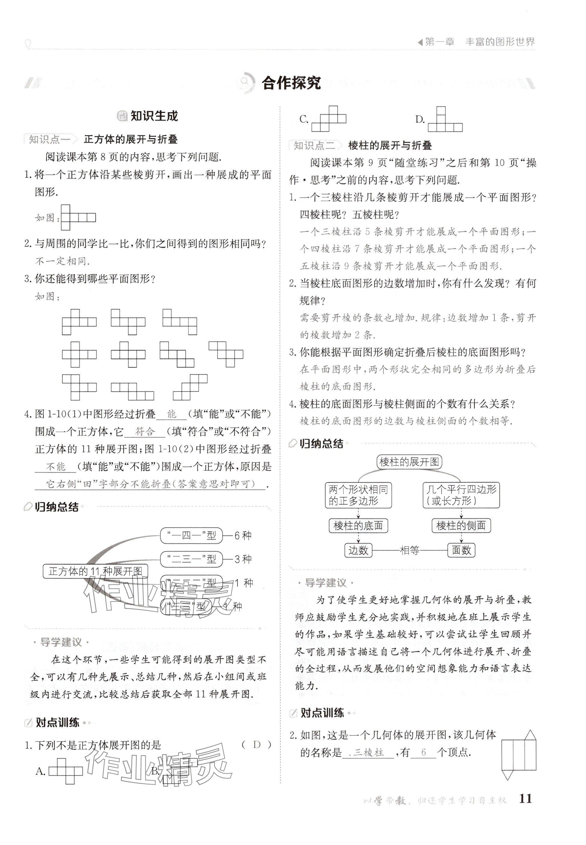 2024年金太陽導(dǎo)學(xué)案七年級數(shù)學(xué)上冊北師大版 參考答案第11頁