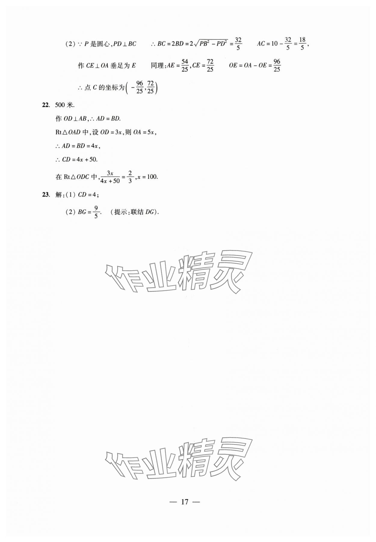 2025年初中測(cè)試與評(píng)估數(shù)學(xué) 參考答案第17頁