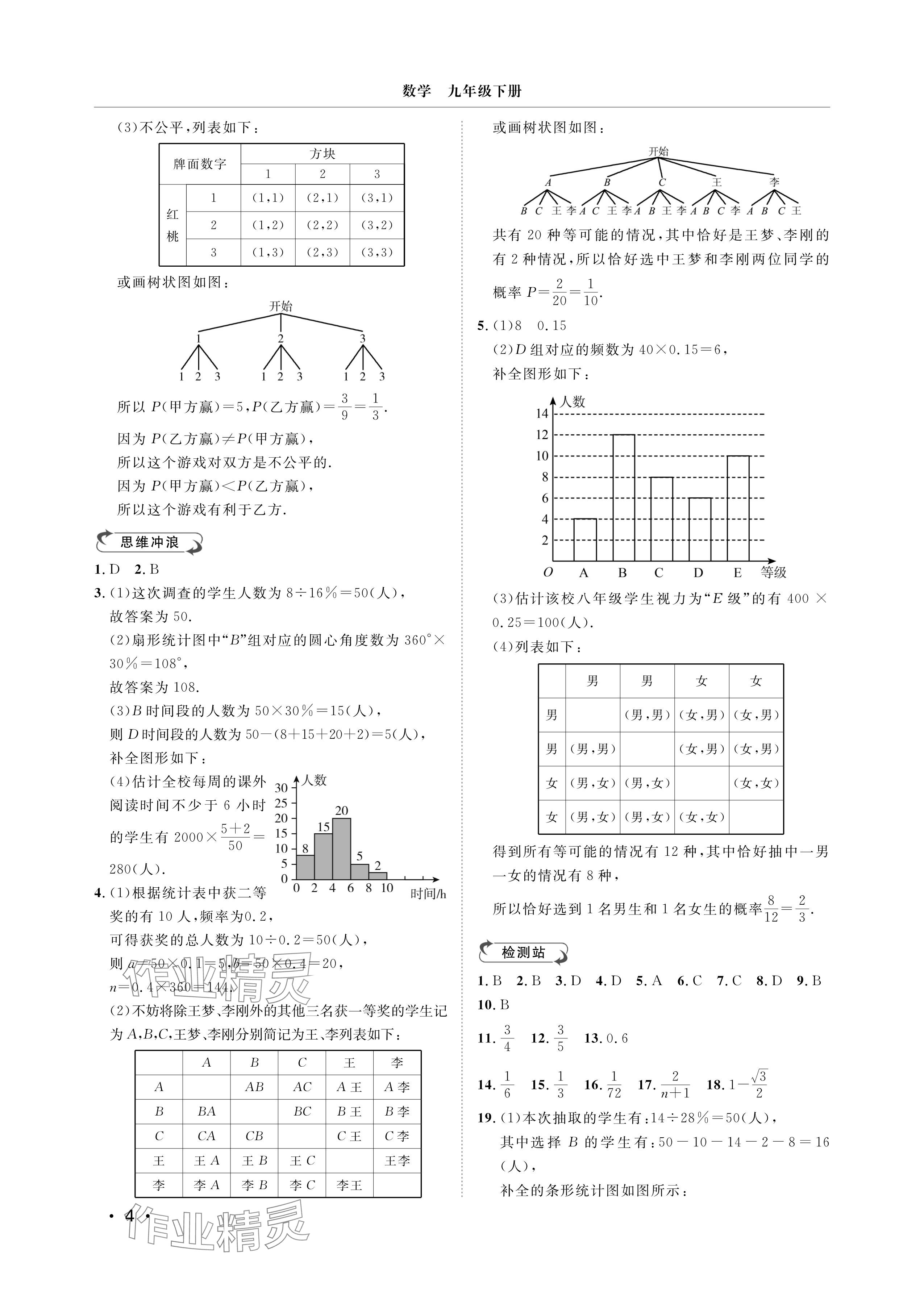2025年行知天下九年級數(shù)學下冊青島版 參考答案第4頁