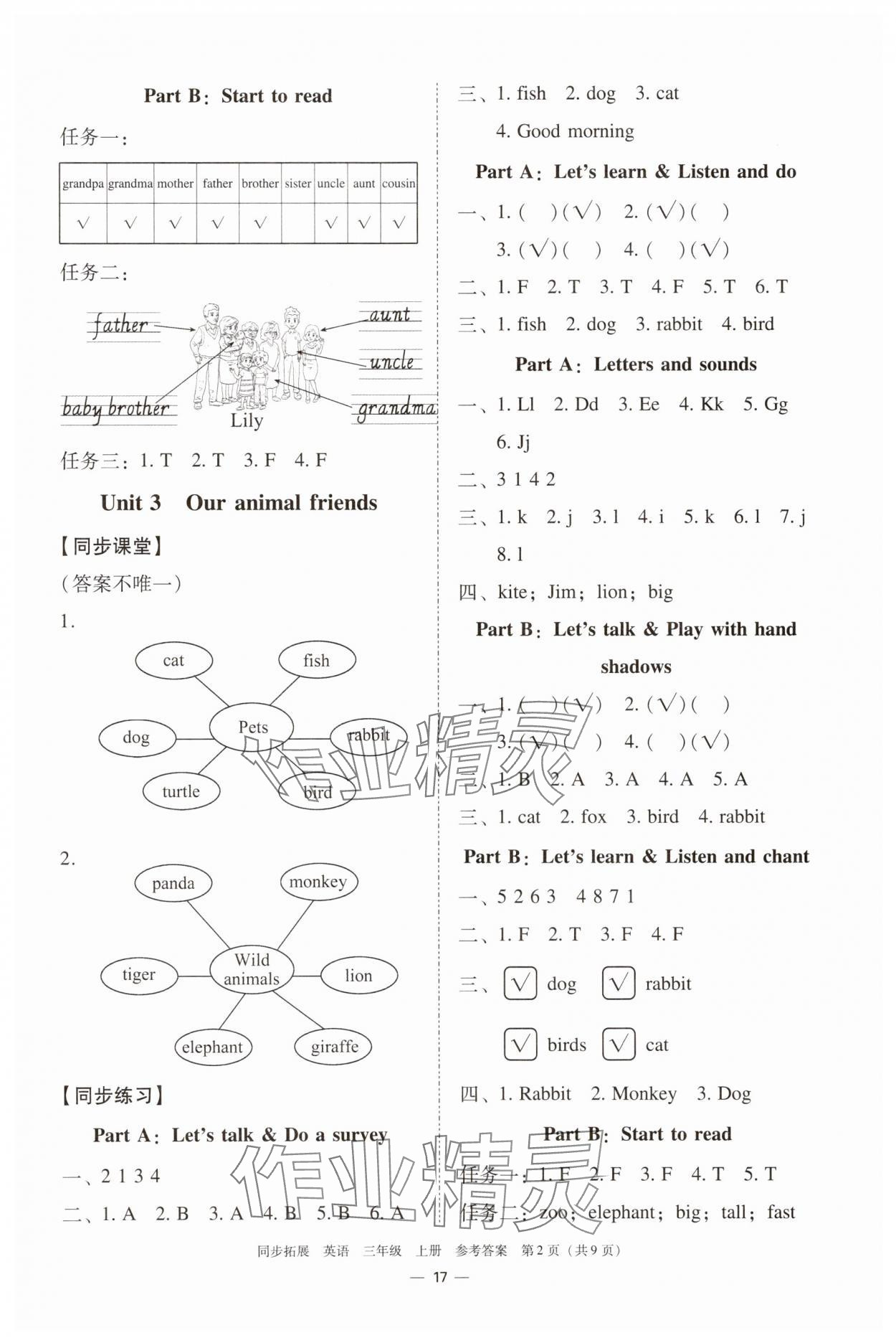 2025年同步拓展三年级英语上册人教版中山专版 参考答案第2页