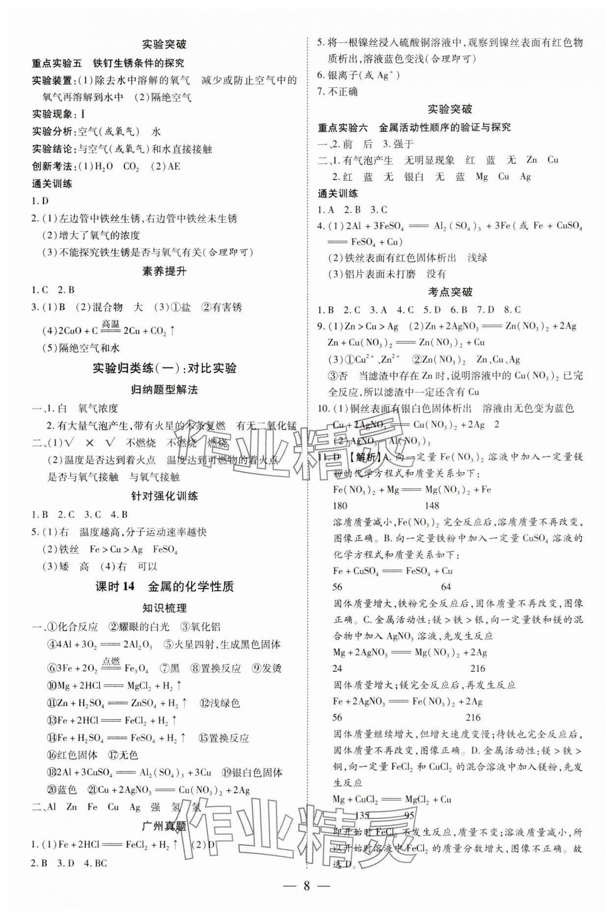 2025年領(lǐng)跑中考化學(xué)廣州專版 第8頁