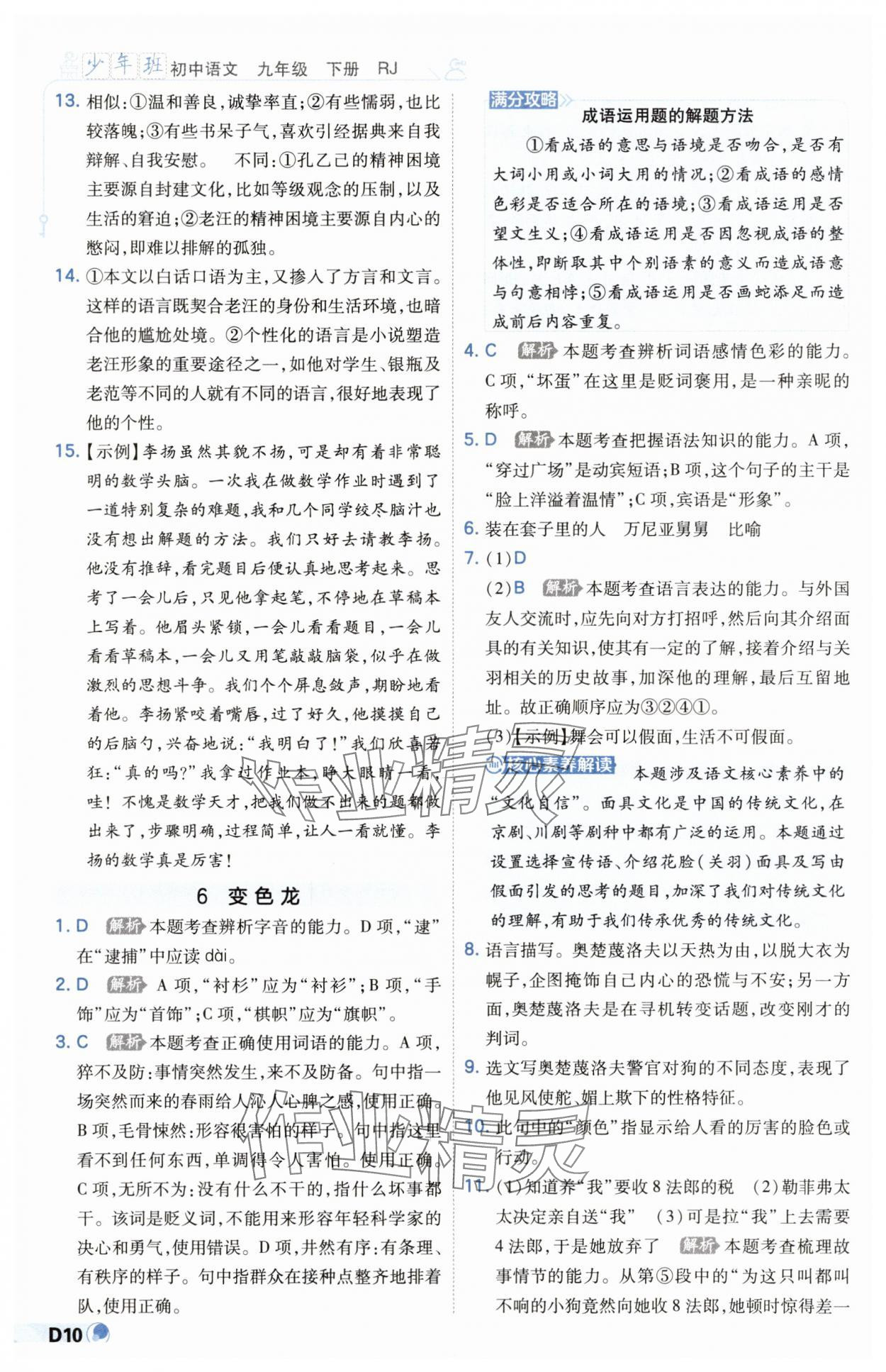 2025年少年班九年級(jí)語(yǔ)文下冊(cè)人教版 第10頁(yè)
