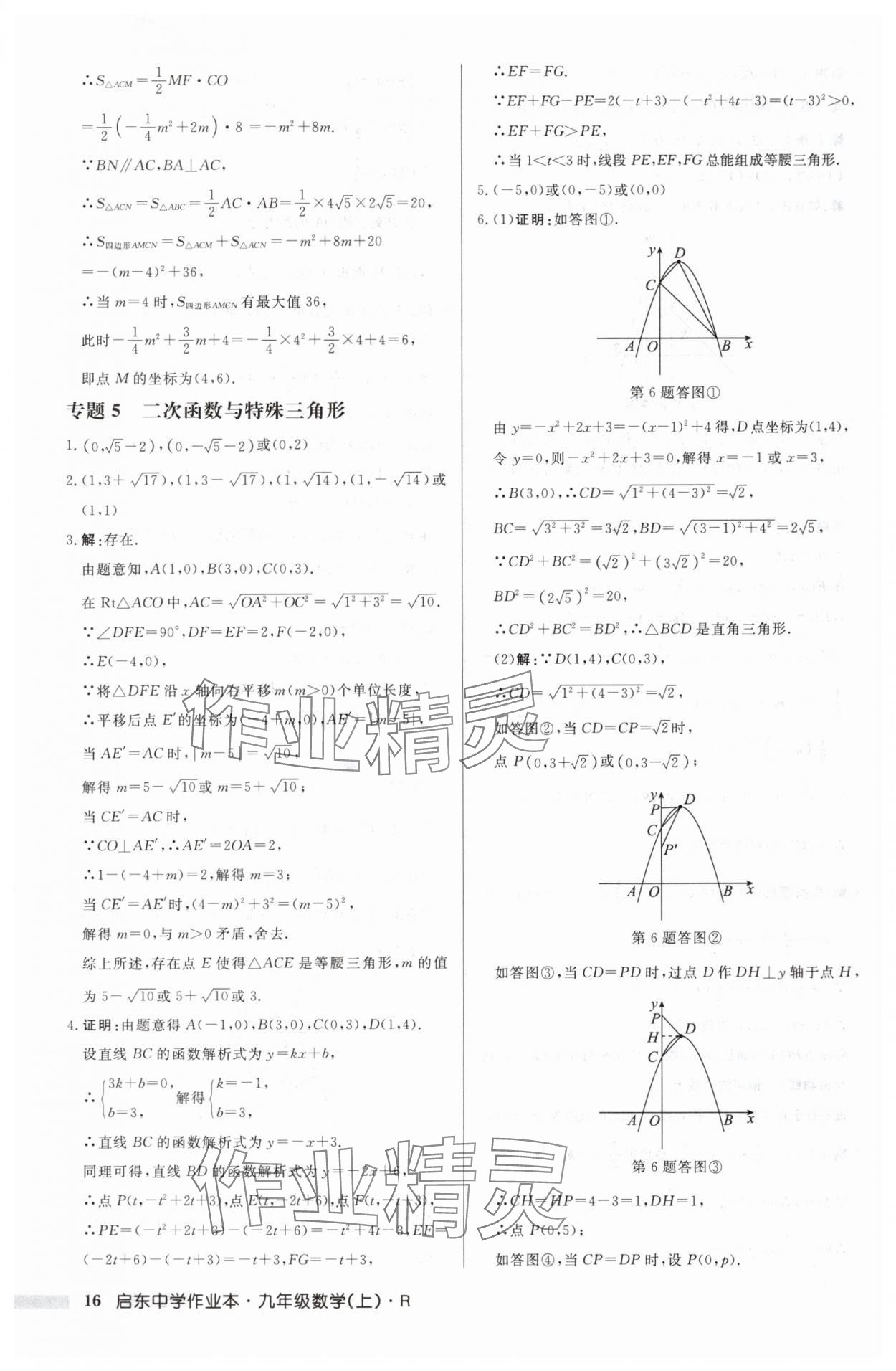 2024年启东中学作业本九年级数学上册人教版 第16页