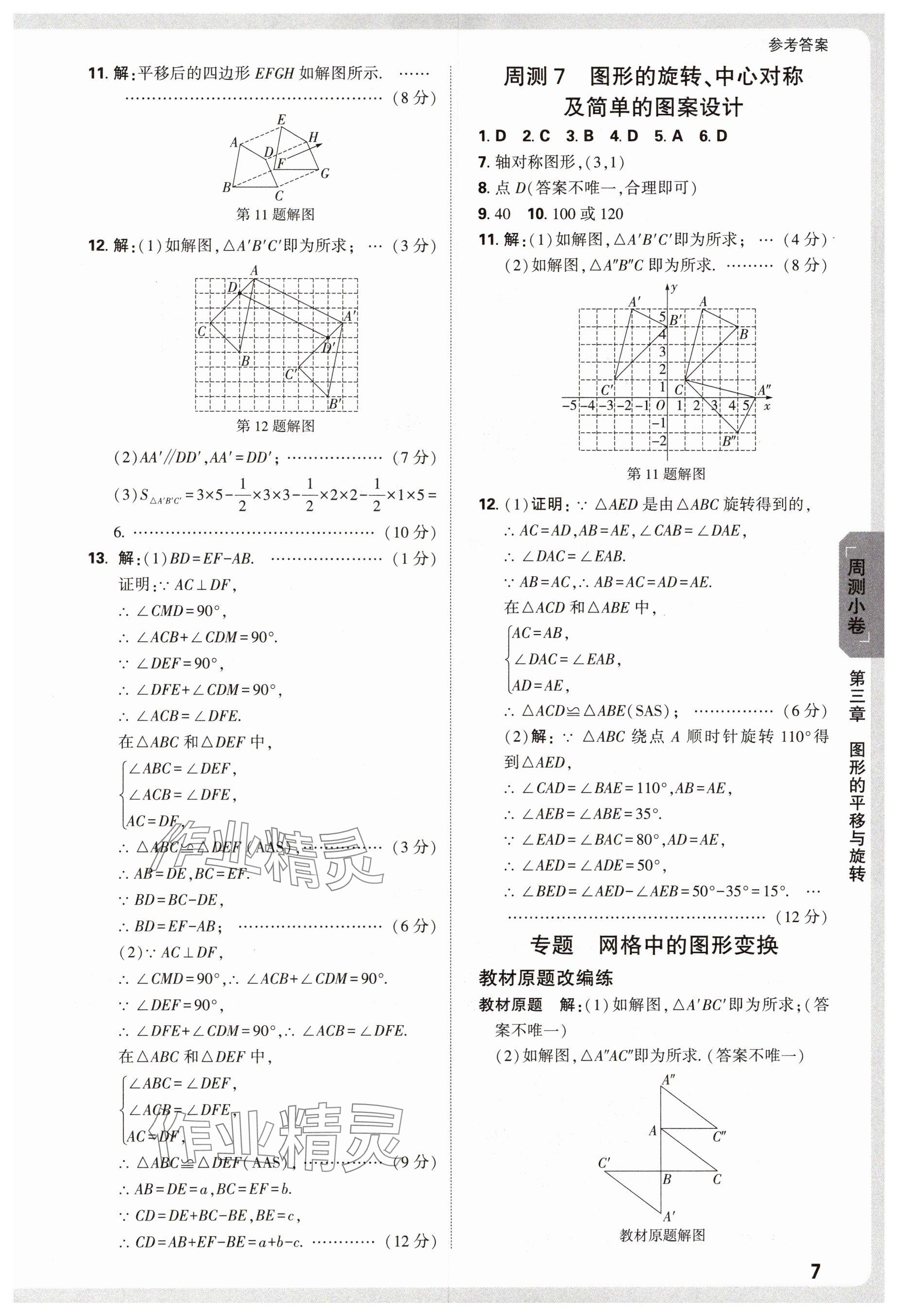 2025年萬唯中考大小卷八年級數學下冊北師大版 參考答案第7頁
