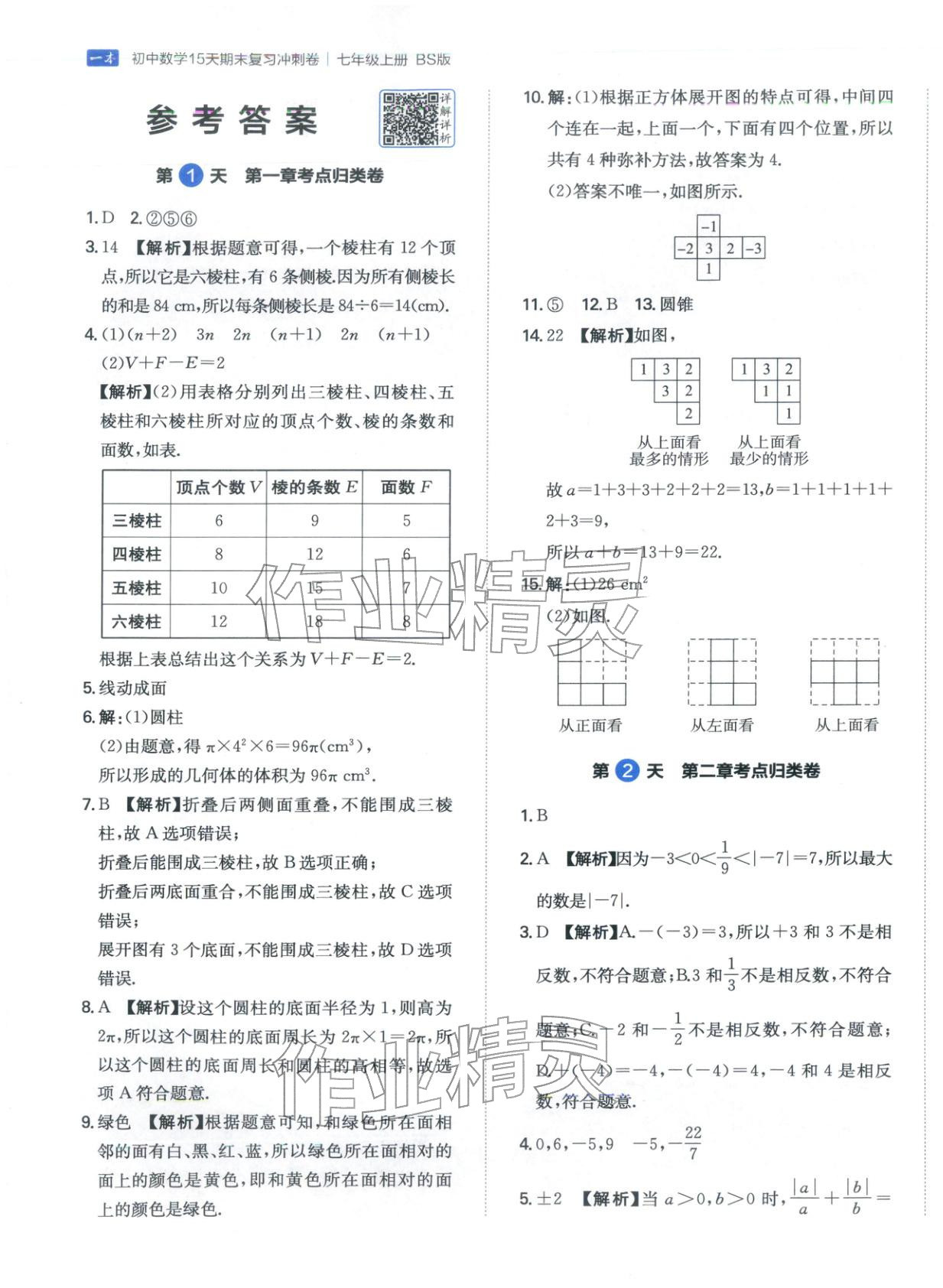 2025年15天期末復習沖刺卷七年級數學上冊北師大版&nbsp;第1頁