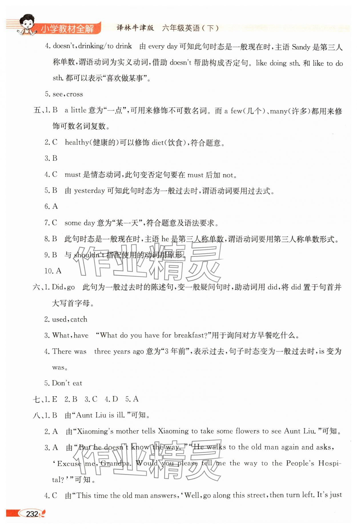 2025年教材全解六年级英语下册译林版 参考答案第6页
