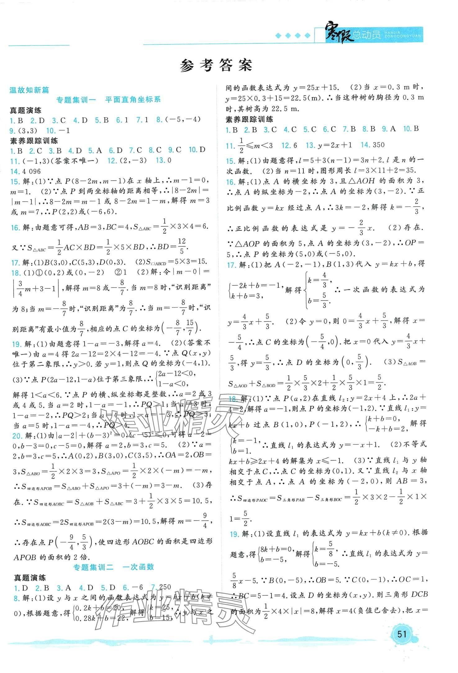 2024年寒假总动员合肥工业大学出版社八年级数学沪科版 第1页