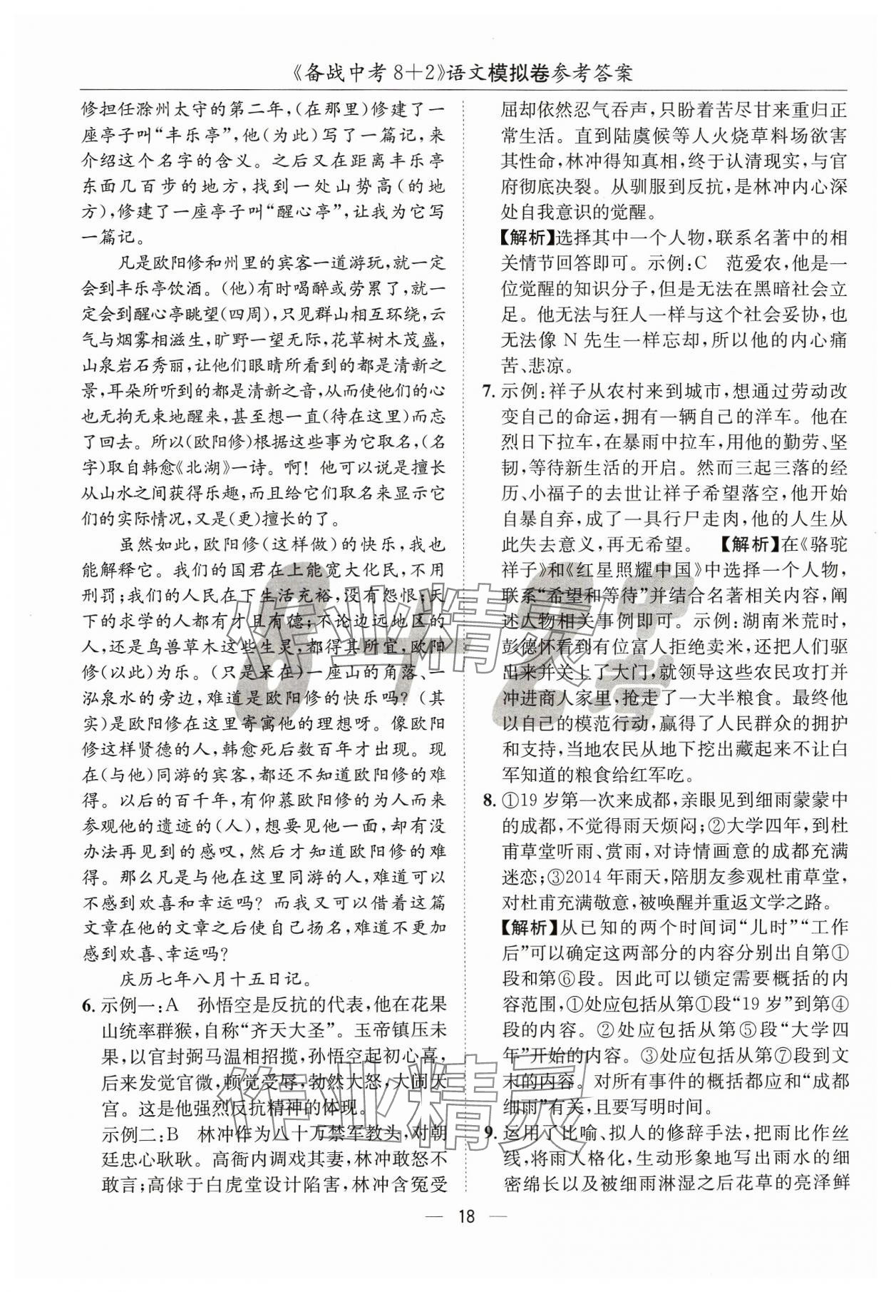 2024年中考密卷8加2語文 第18頁