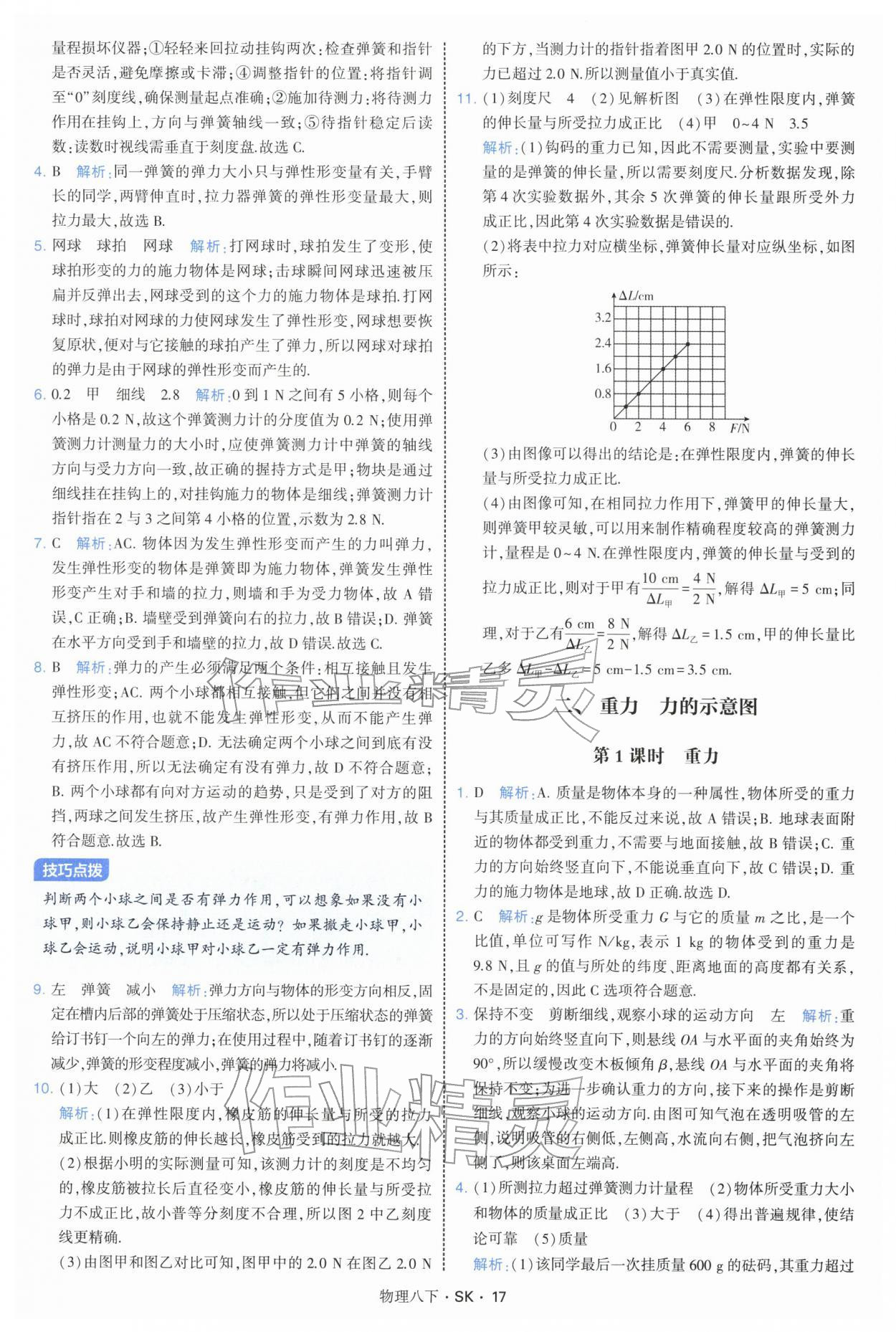 2026年学霸题中题八年级物理下册苏科版&nbsp;参考答案第17页