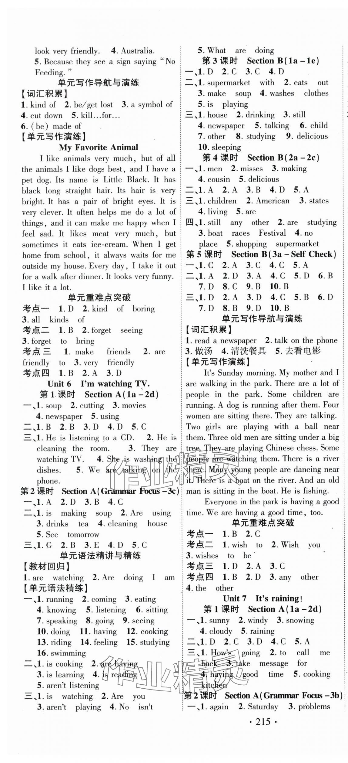 2024年课时掌控七年级英语下册人教版 参考答案第4页