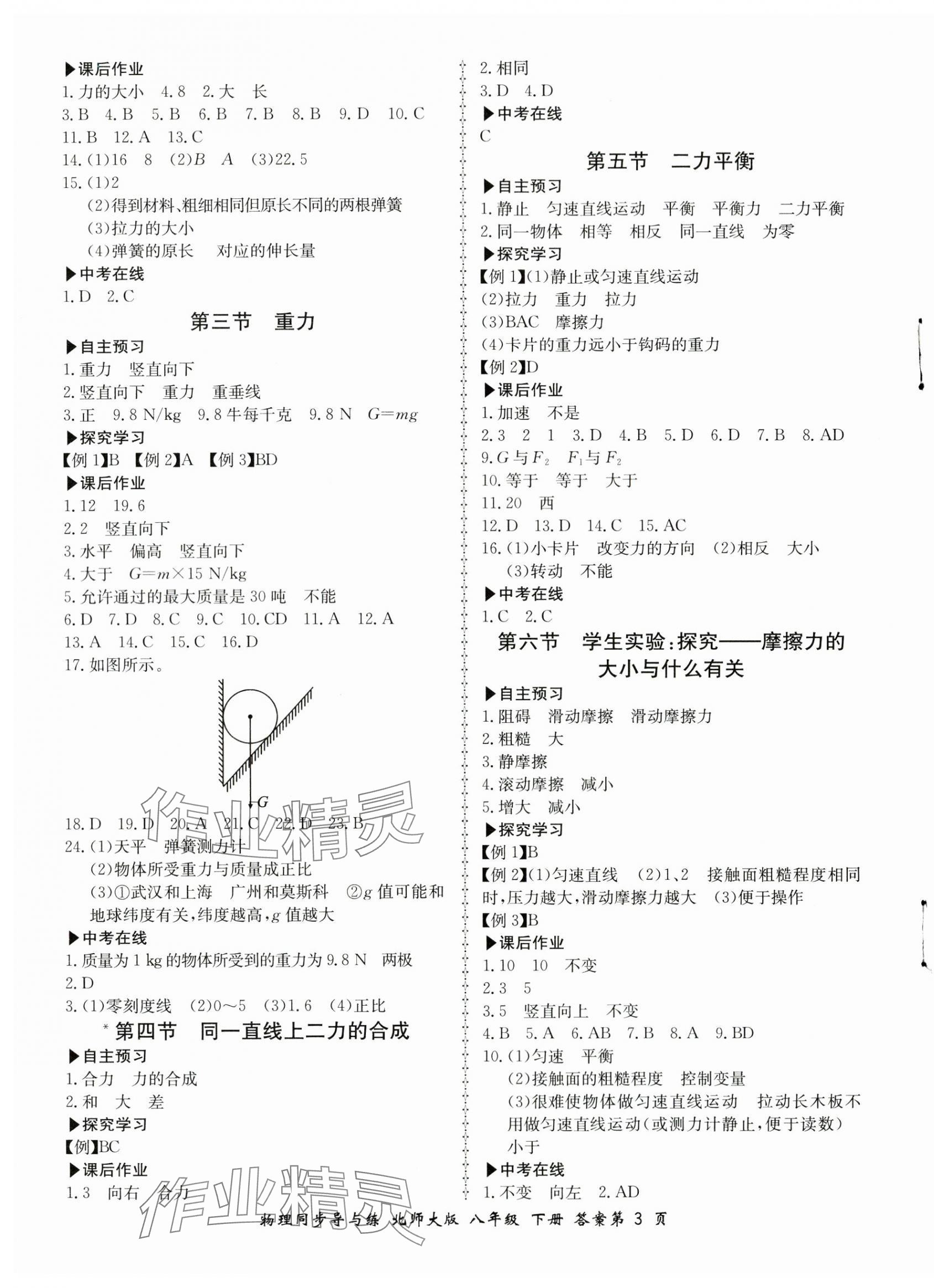 2024年新学案同步导与练八年级物理下册北师大版 第3页