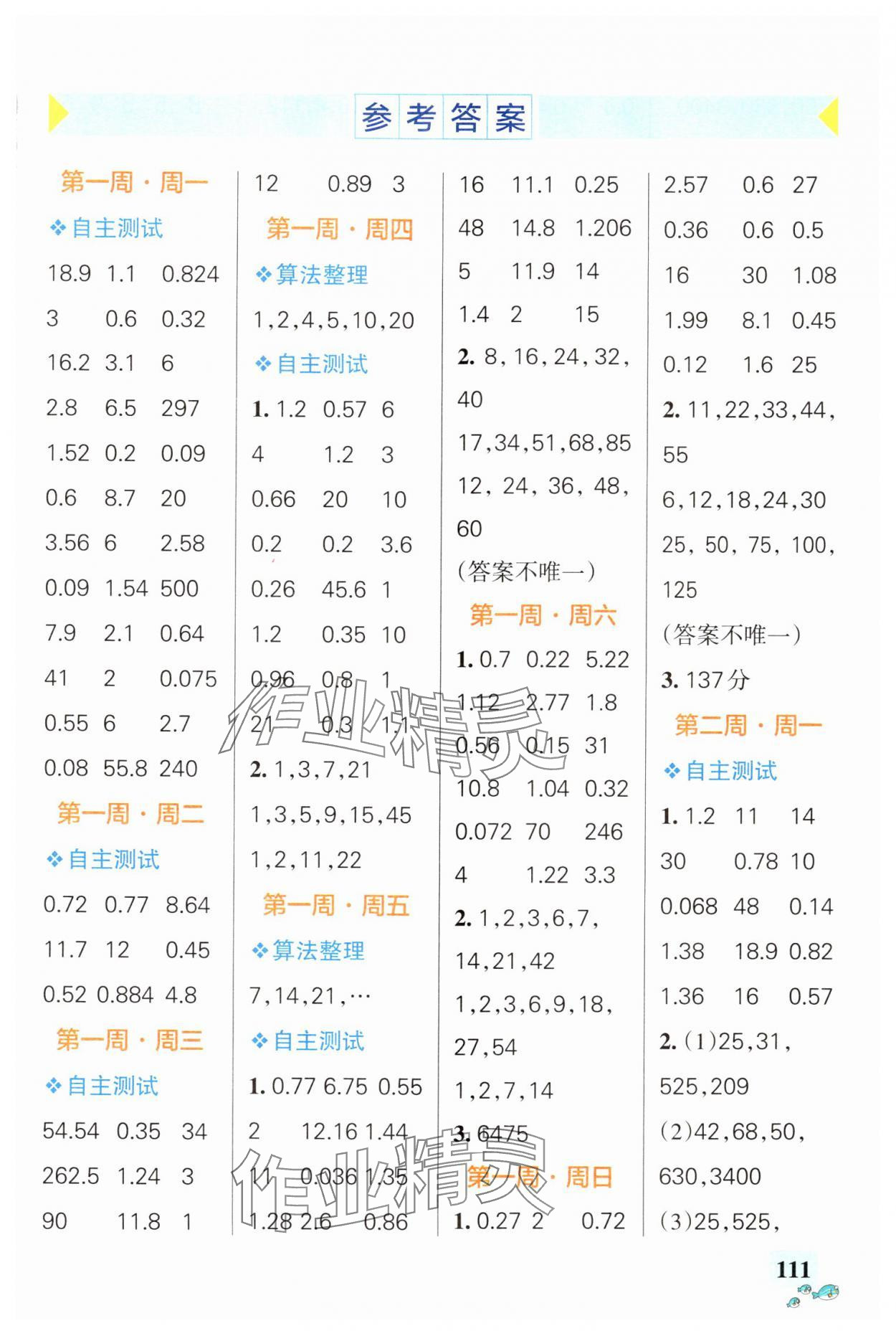 2024年小學學霸天天計算五年級數(shù)學下冊人教版廣東專版 第1頁