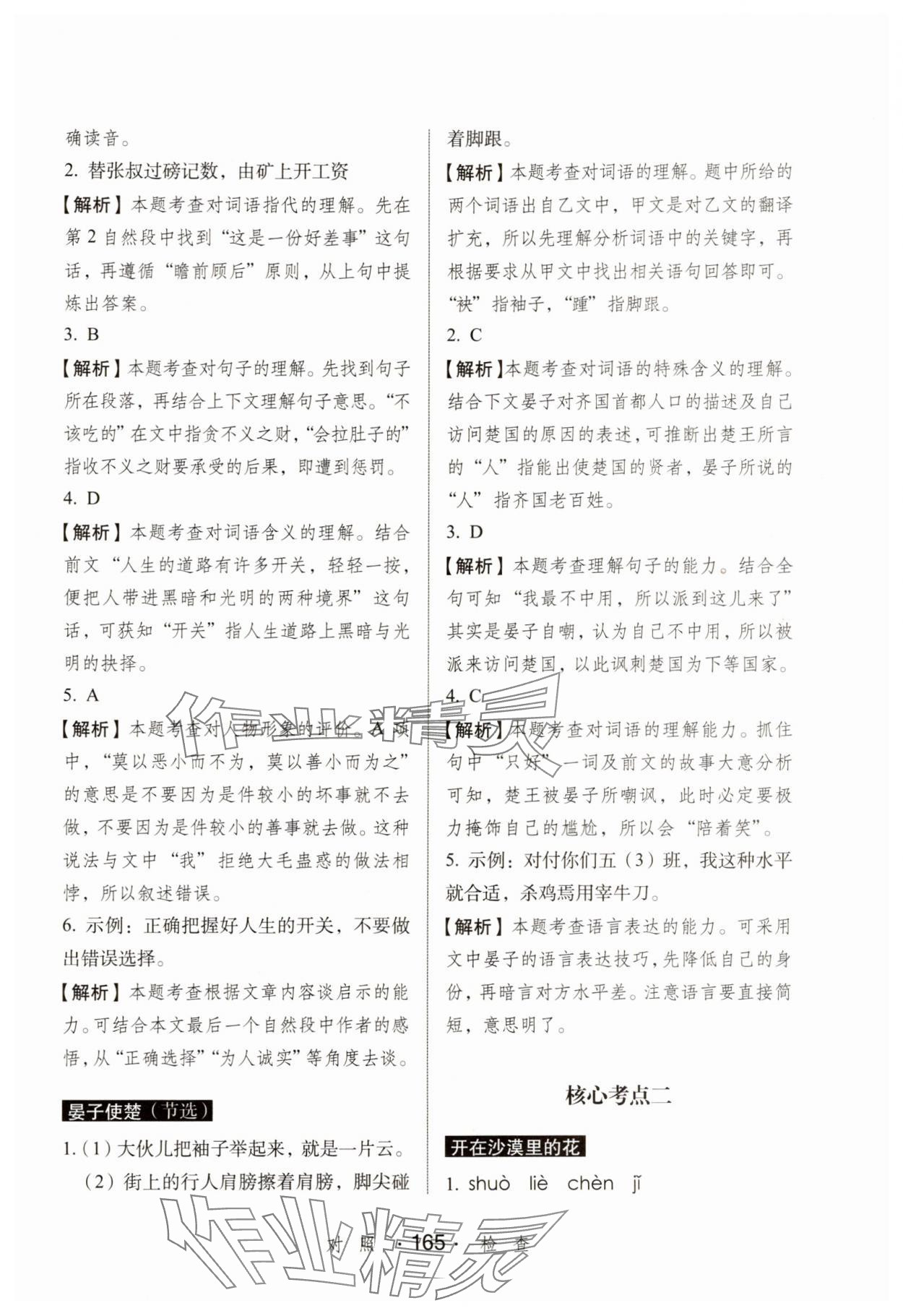 2025年小学语文考试阅读真题精选专练详解五年级 参考答案第2页