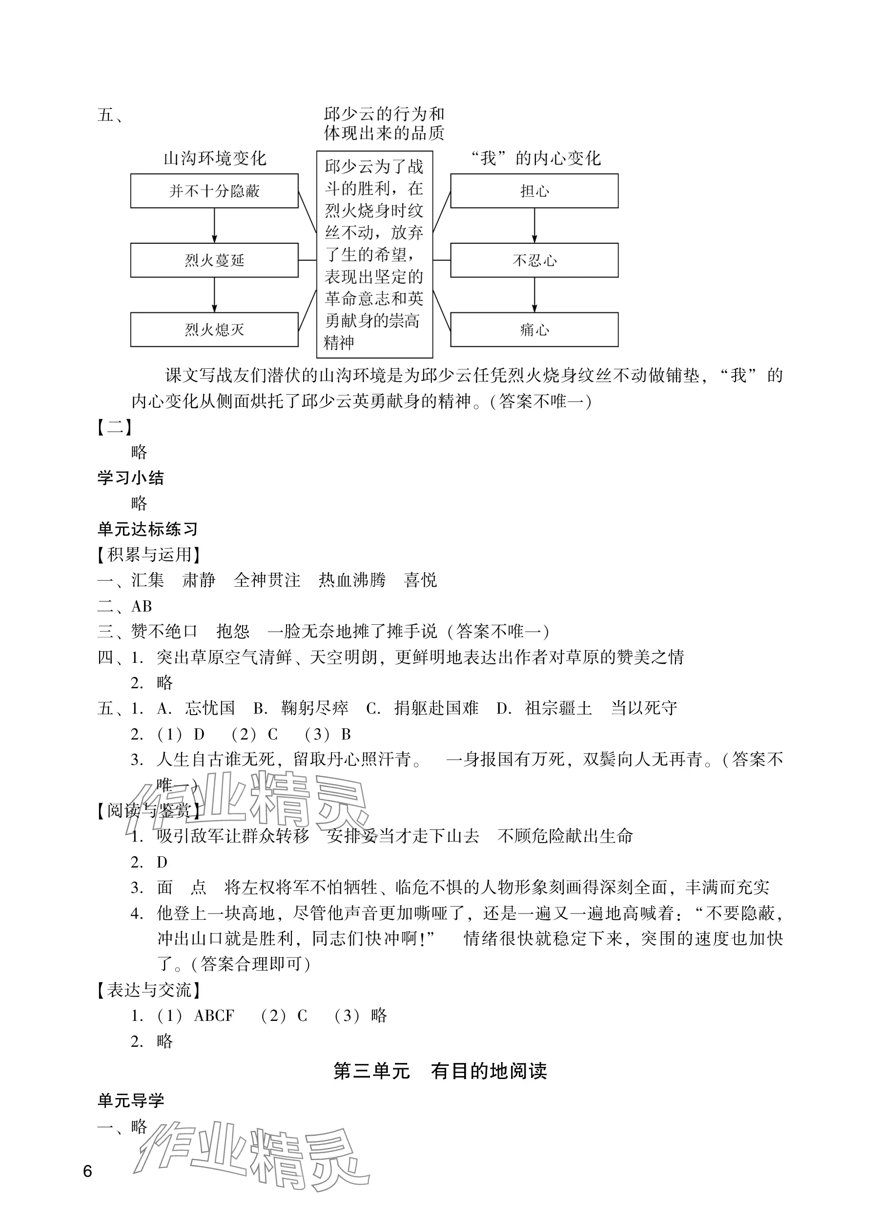 2025年阳光学业评价六年级语文上册人教版 参考答案第6页