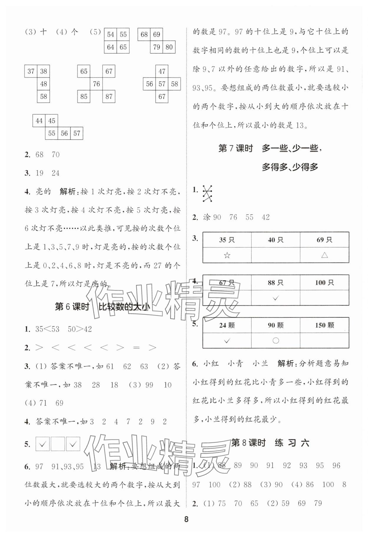 2024年通城學(xué)典課時作業(yè)本一年級數(shù)學(xué)下冊蘇教版江蘇專版 第8頁