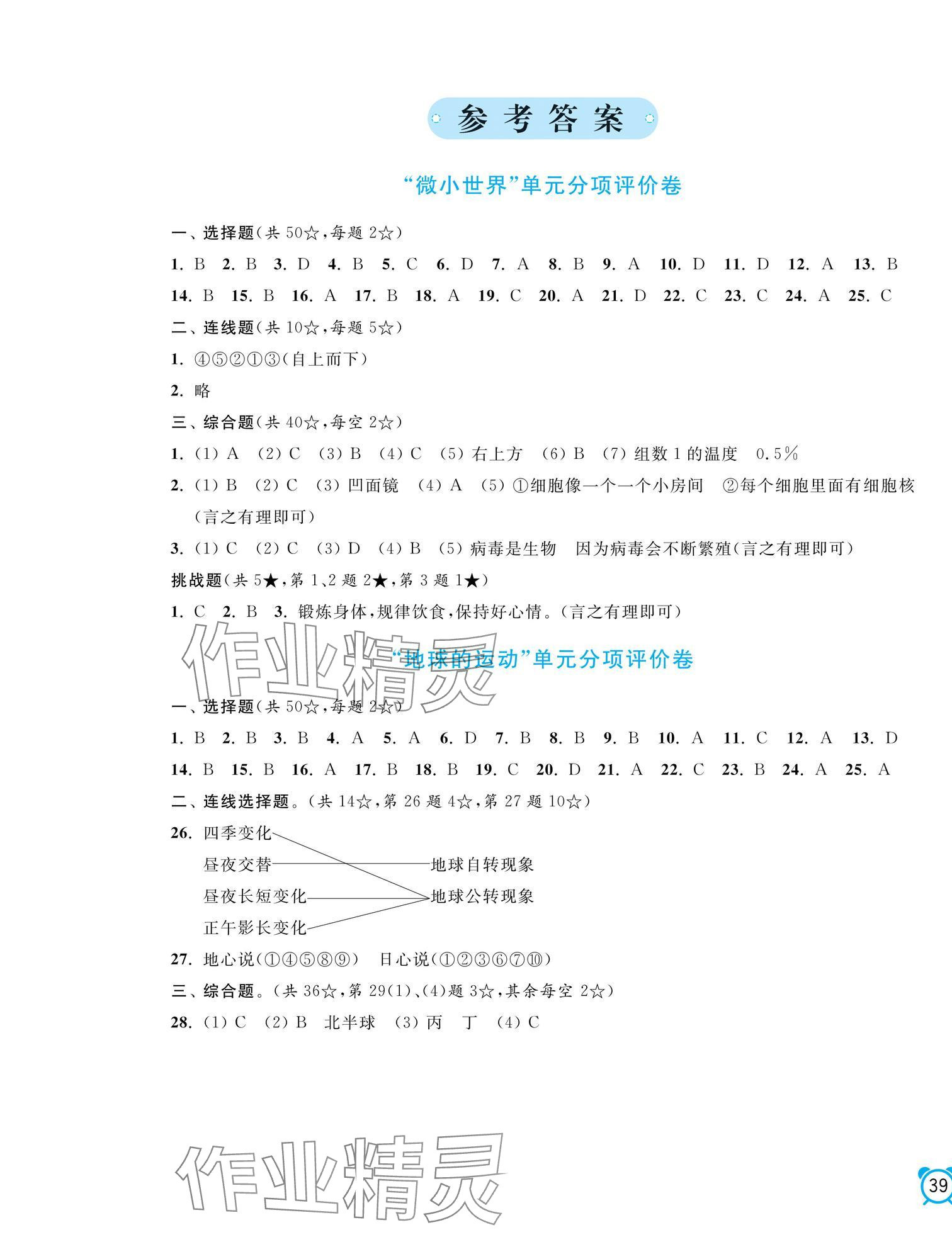 2025年单元加期末分项评价卷六年级科学上册教科版 第1页