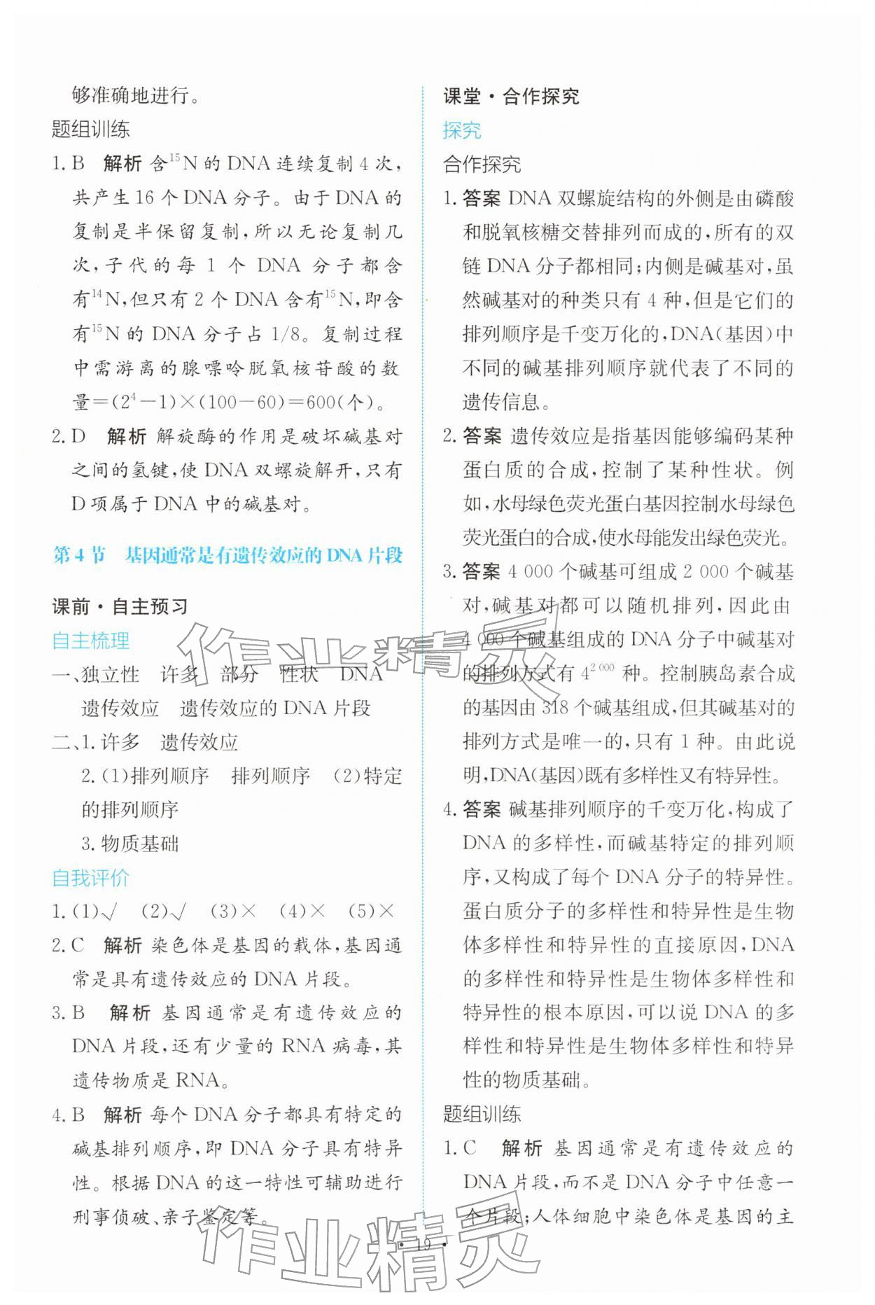 2026年能力培养与测试高中生物必修2(已禁用勿选)人教版&nbsp;参考答案第18页