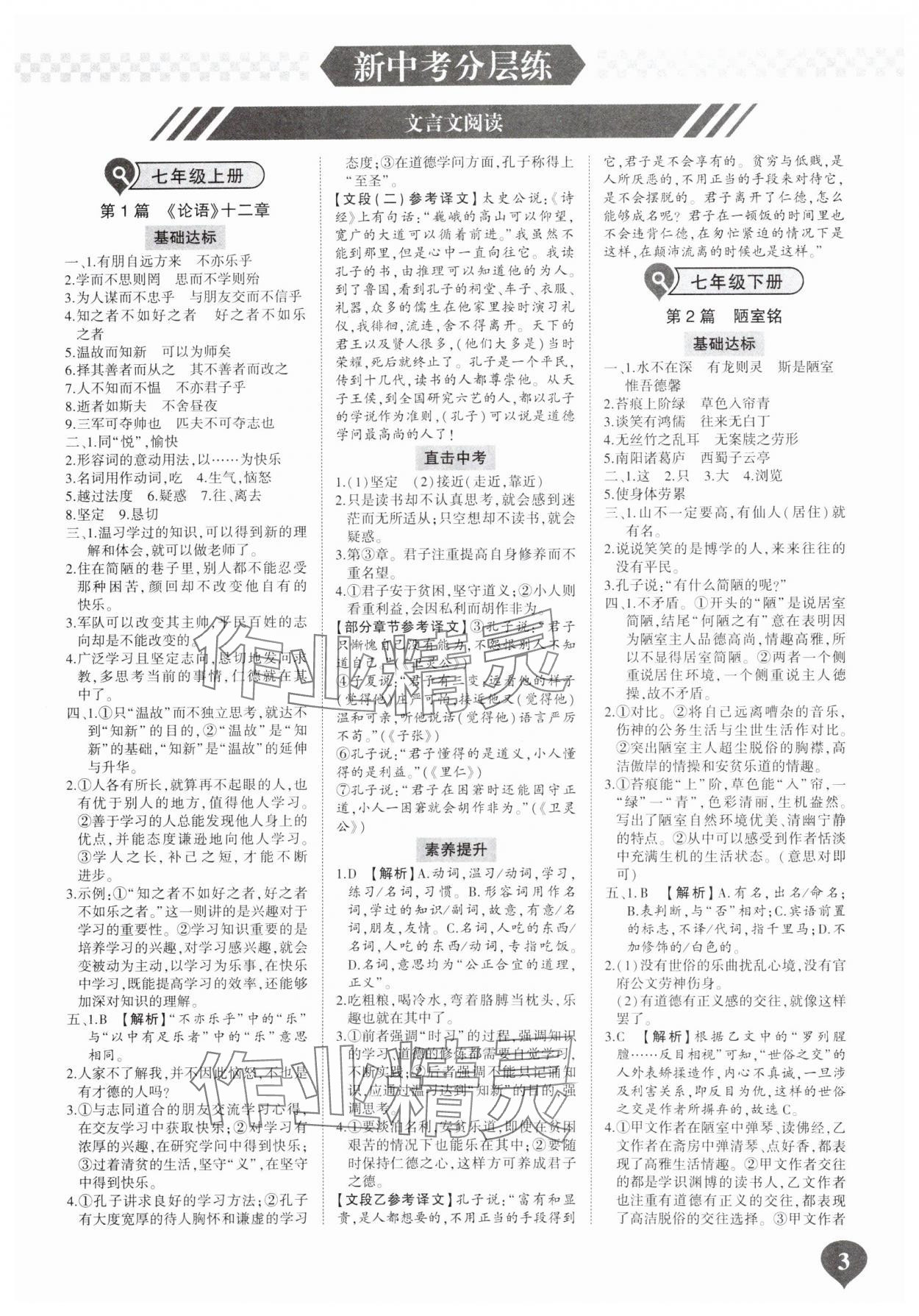 2025年中考古詩文閱讀河南專版 參考答案第2頁