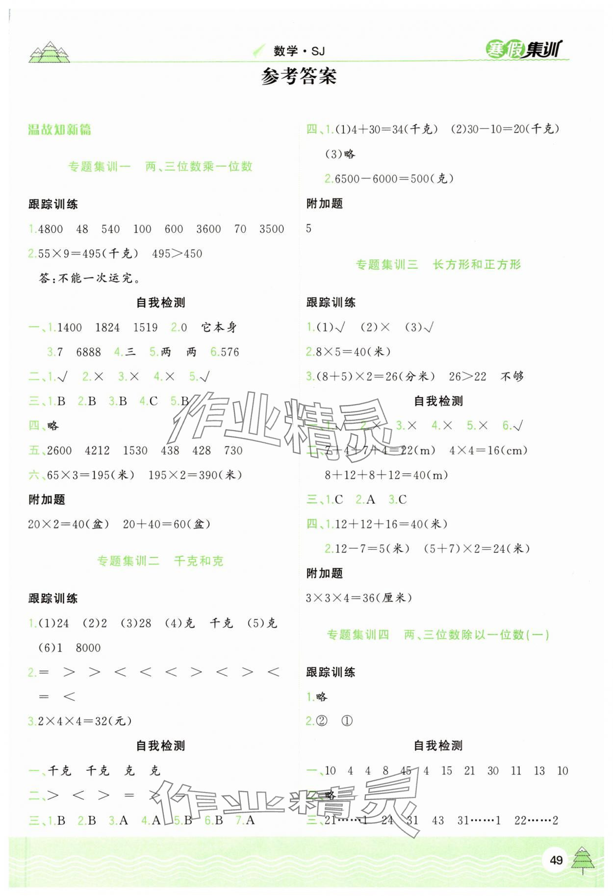 2025年寒假集訓(xùn)合肥工業(yè)大學(xué)出版社三年級(jí)數(shù)學(xué)蘇教版 第1頁(yè)