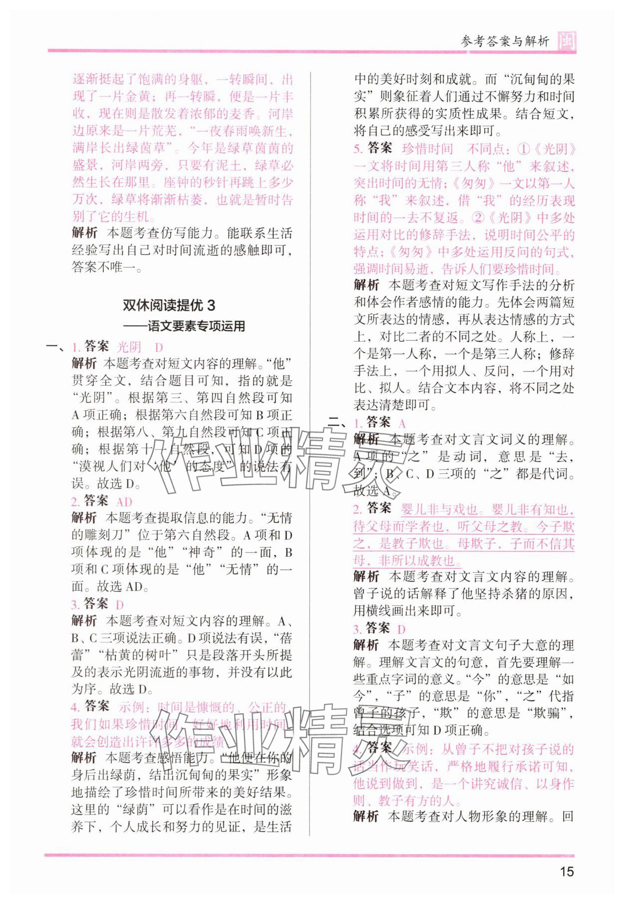 2025年木頭馬分層課課練六年級(jí)語文下冊(cè)人教版福建專版 第15頁