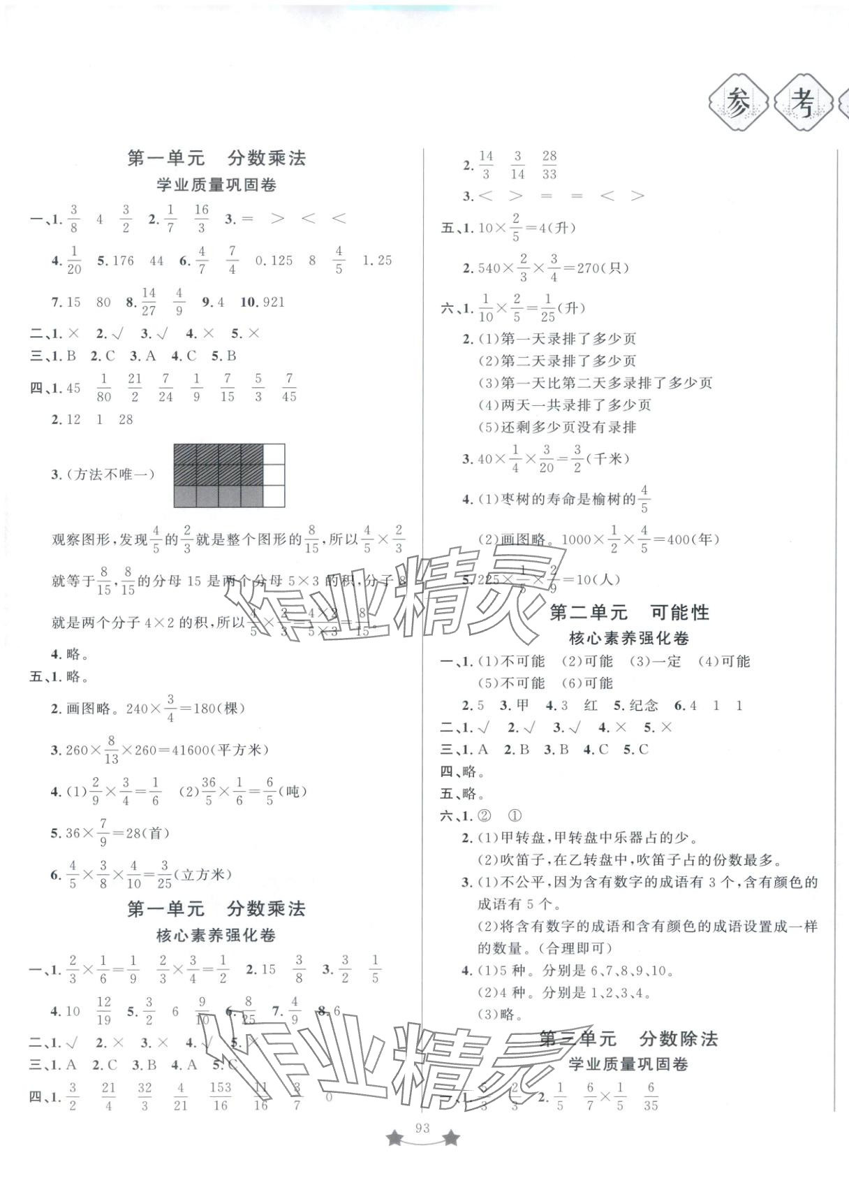 2025年单元测试卷山东文艺出版社六年级数学上册青岛版 第1页