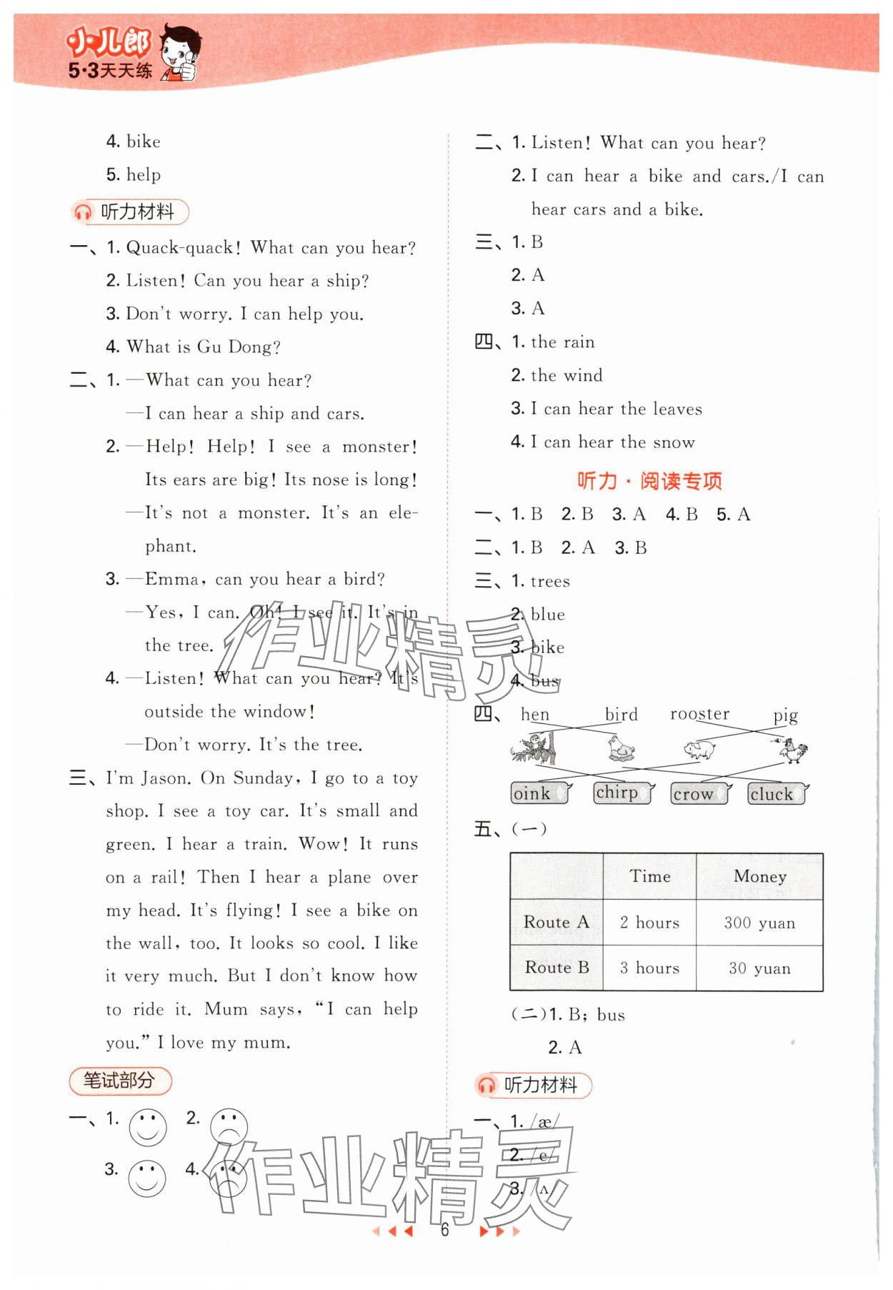 2024年53天天練三年級(jí)英語(yǔ)下冊(cè)滬教版 參考答案第6頁(yè)