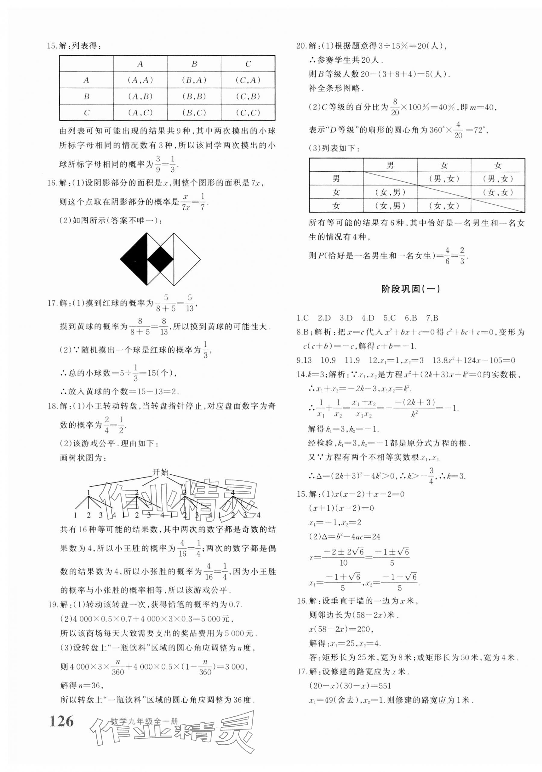 2023年優(yōu)學(xué)1+1評價與測試九年級數(shù)學(xué)全一冊人教版 參考答案第11頁