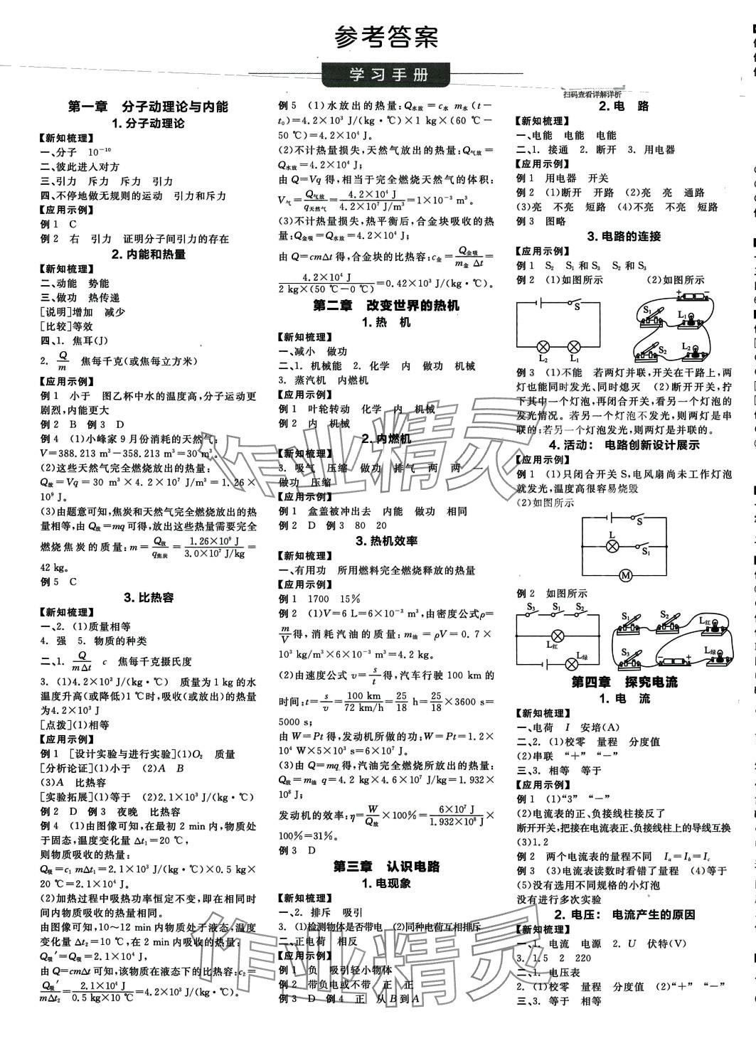 2024年全品学练考九年级物理全一册教科版 第1页