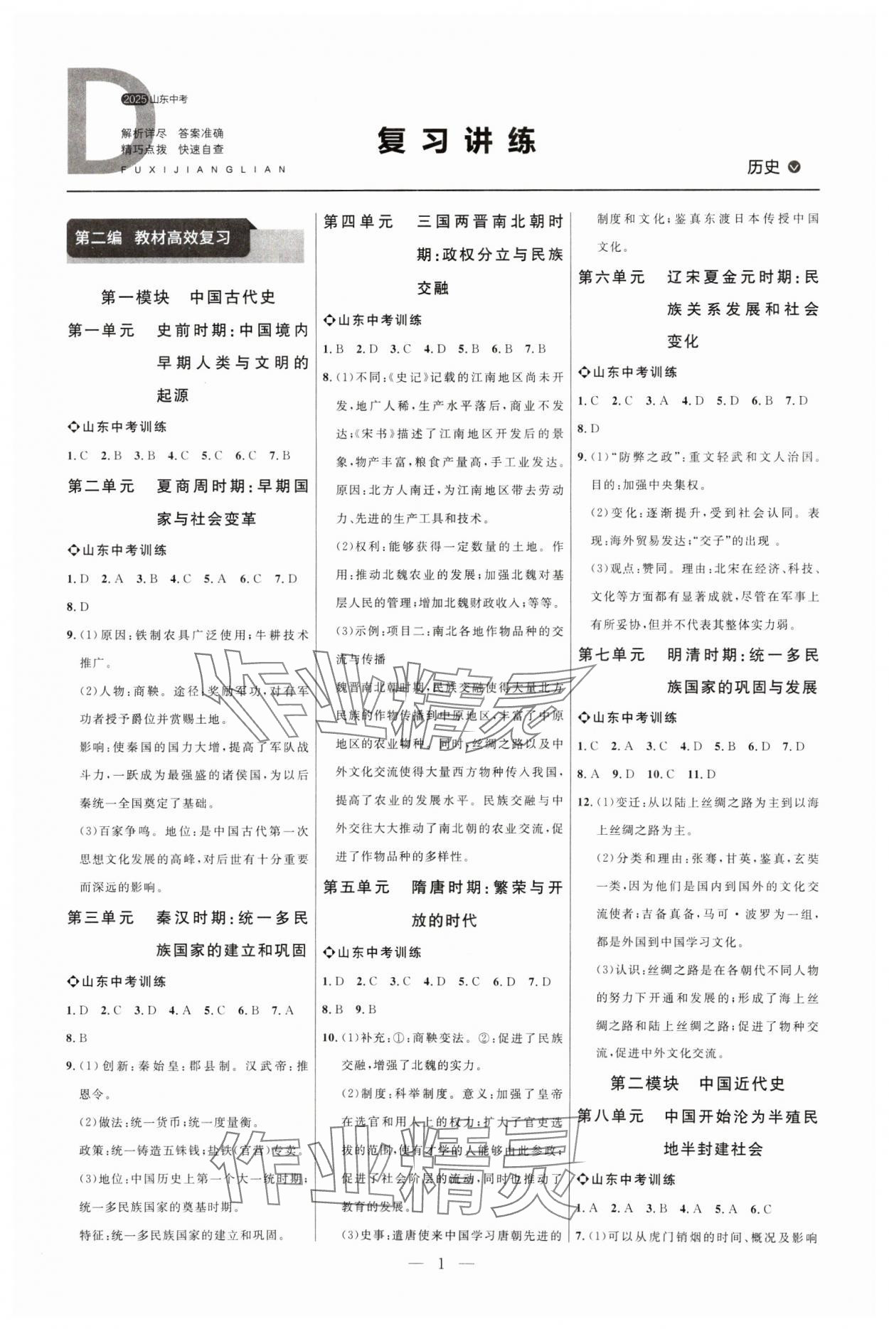 2025年全程導航初中總復習歷史人教版菏澤專版 第1頁