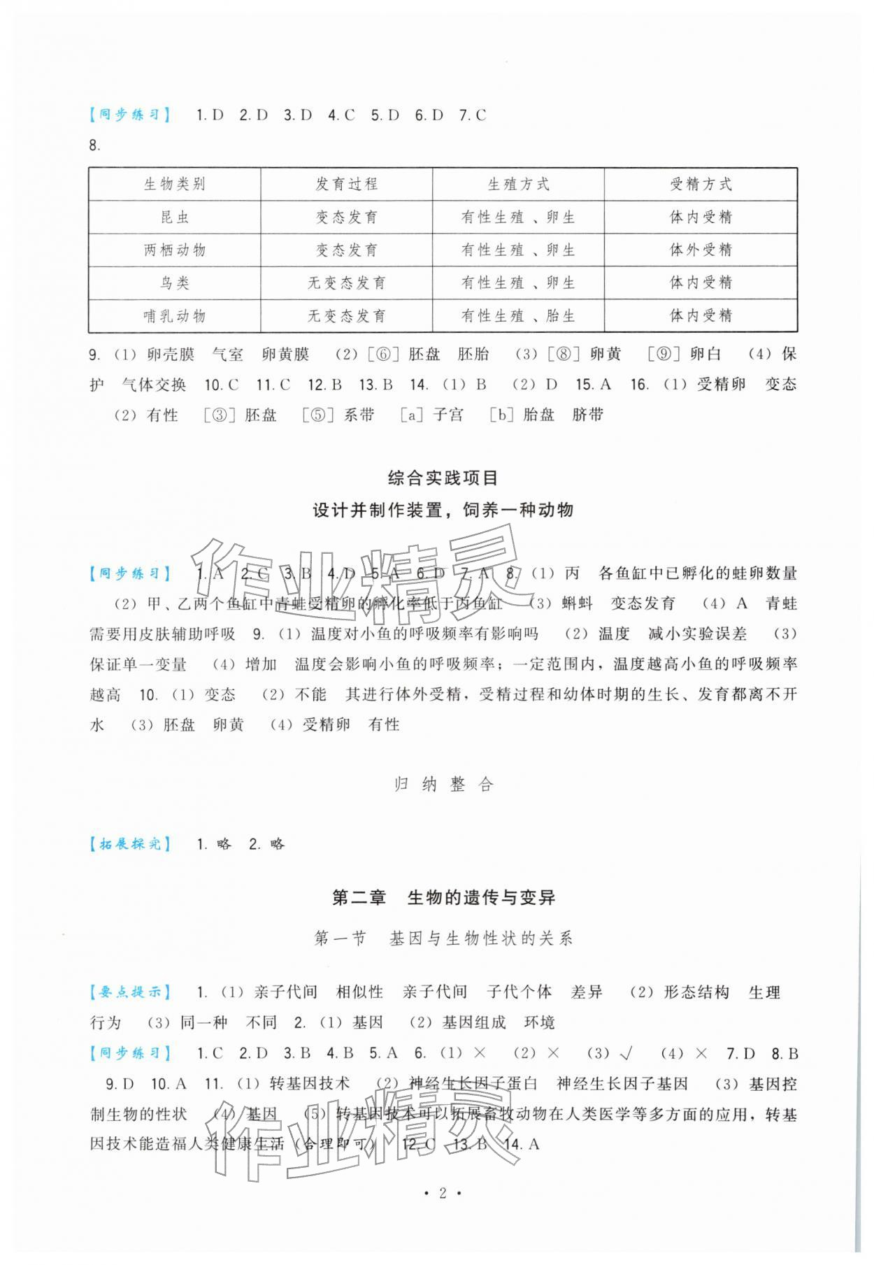 2026年顶尖课课练八年级生物下册人教版&nbsp;第2页