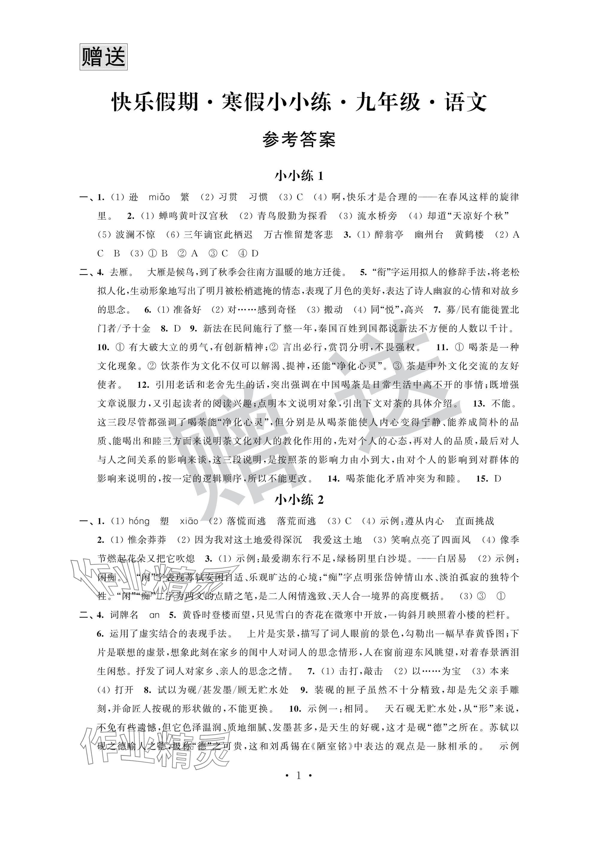 2025年快樂(lè)假期寒假小小練九年級(jí)綜合 第1頁(yè)