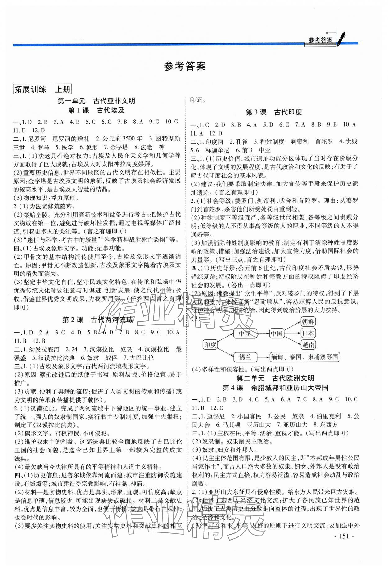 2025年中考集训课时练九年级历史全一册人教版 第1页