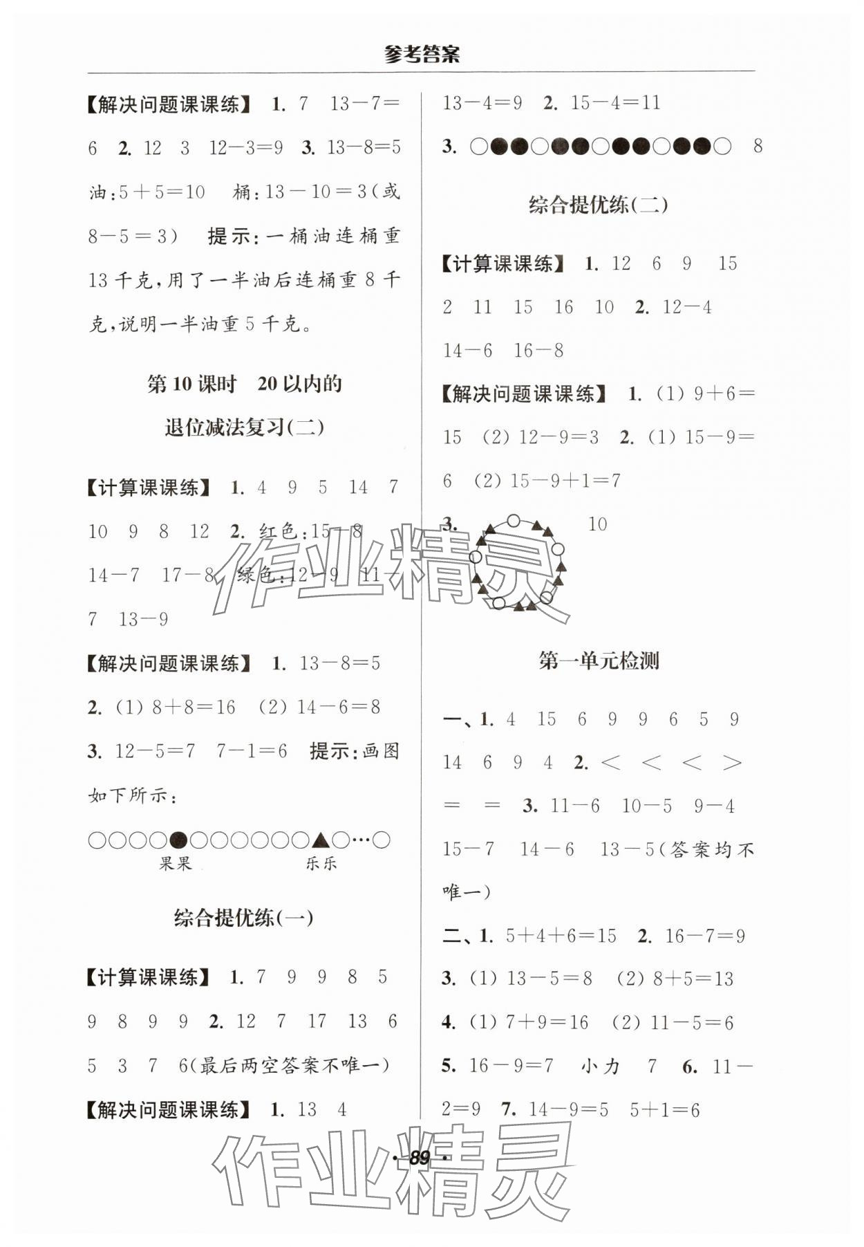 2024年超能學(xué)典計算加解決問題一年級數(shù)學(xué)下冊蘇教版 參考答案第3頁