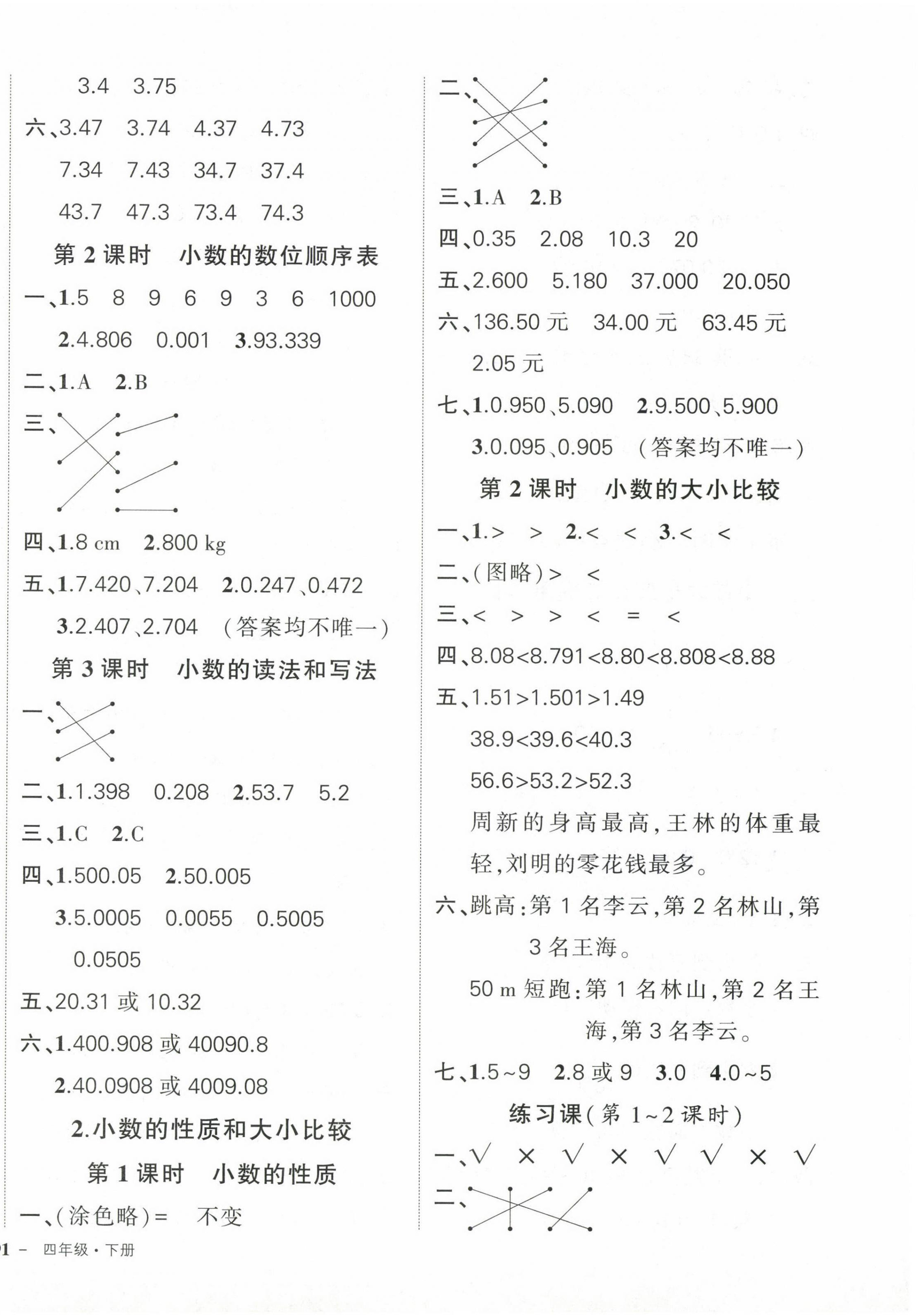 2024年状元成才路创优作业100分四年级数学下册人教版 第6页